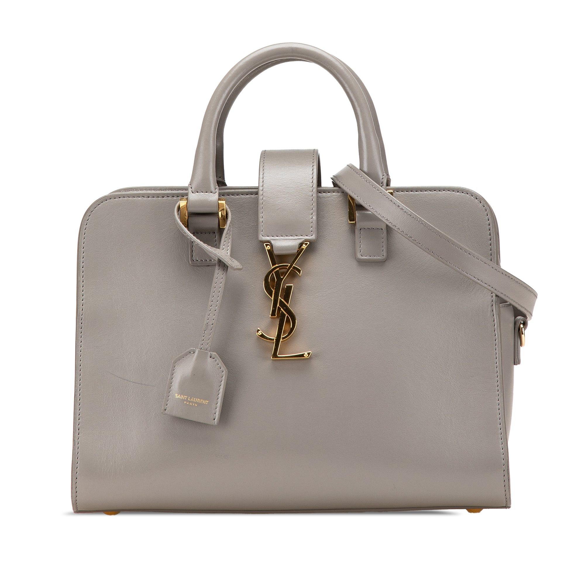 Saint Laurent Paris Saint Laurent Baby Leather Monogram Cabas Satchel Gray Size ONE SIZE - 1 Thumbnail