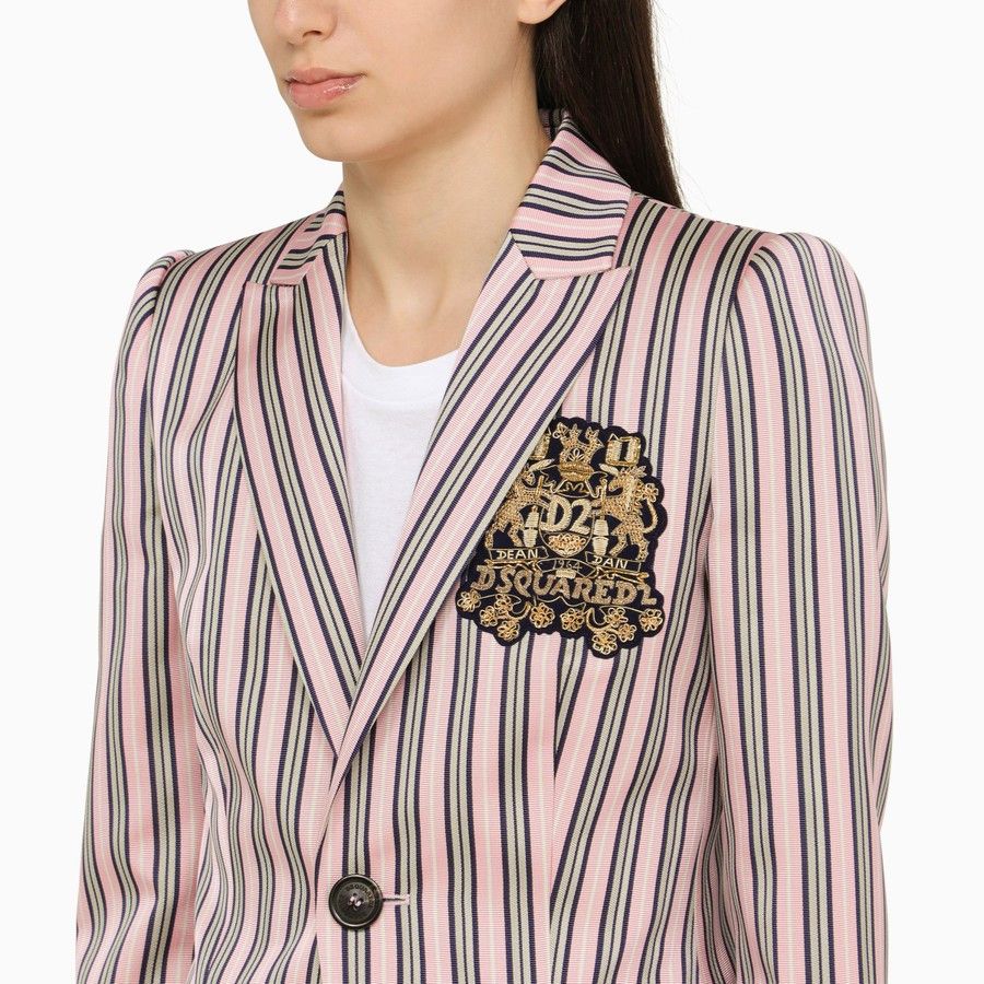Dsquared2 o1d2blof0824 Striped Single-breasted Cotton Jacket Multicolo Size XS / US 0-2 / IT 36-38 - 4 Thumbnail
