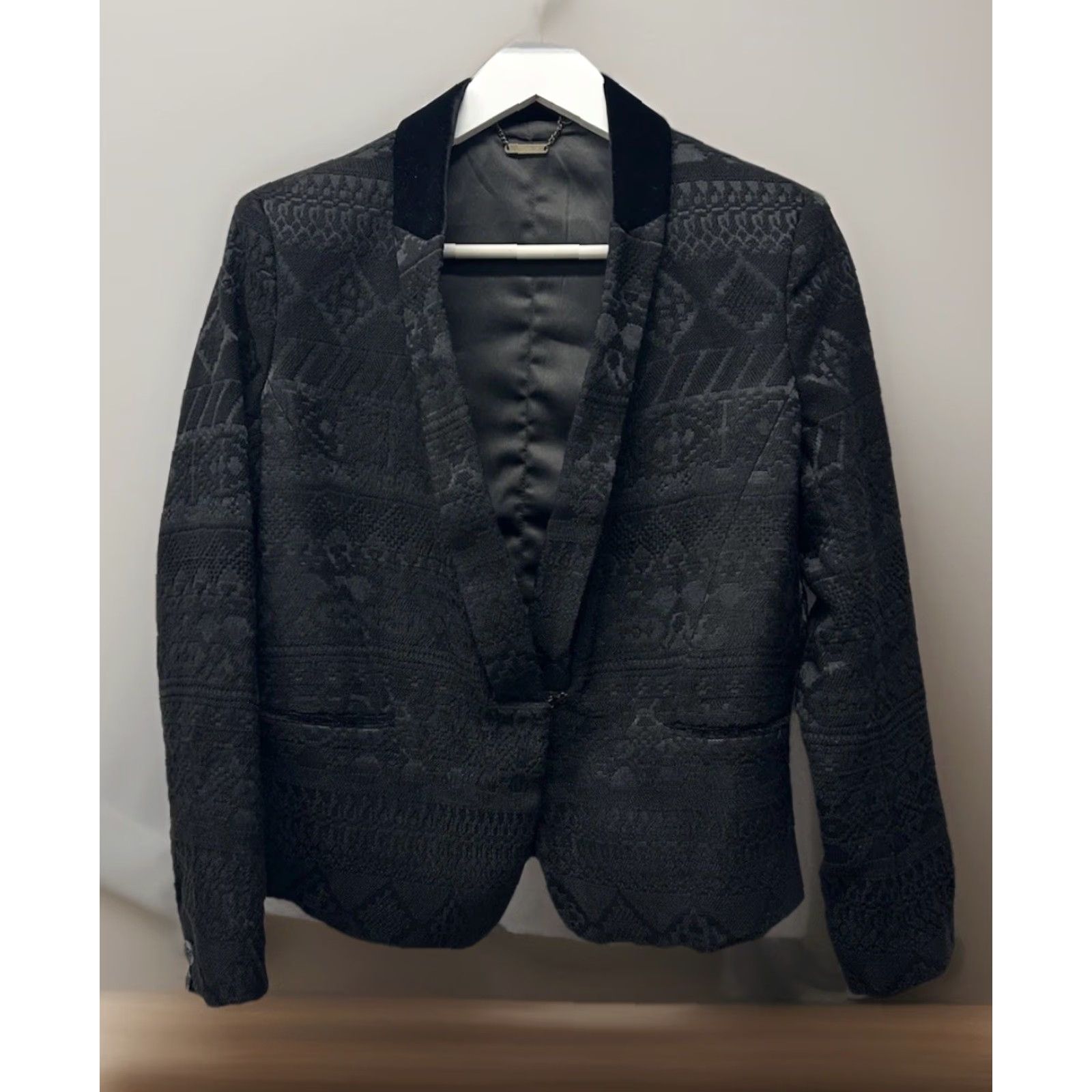 Vintage Capulet Boutique Jacket Women’s M Charcoal Embossed ImPrint Moto Tribal Womens Size XS / US 0-2 / IT 36-38 - 2 Thumbnail