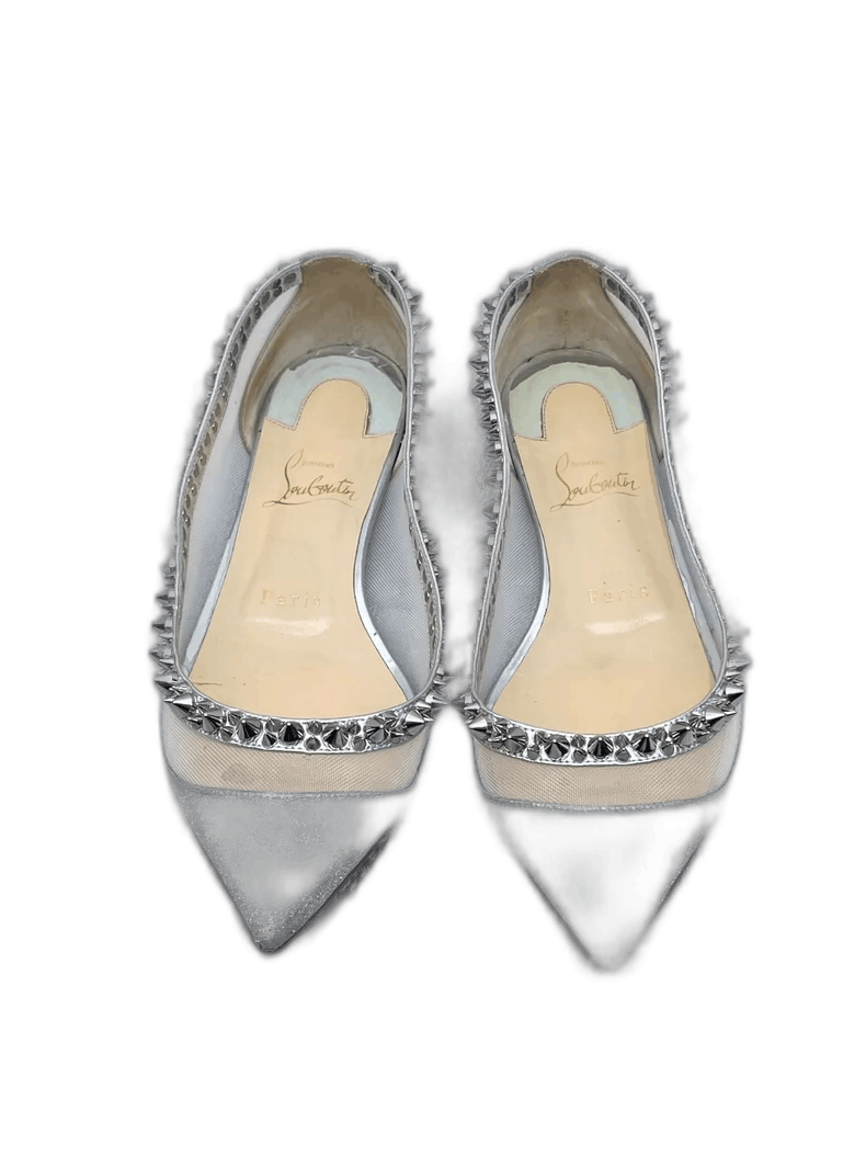 Christian Louboutin Christian Louboutin Silver Mesh Flat Shoes Size US 8 / IT 38 - 1 Thumbnail
