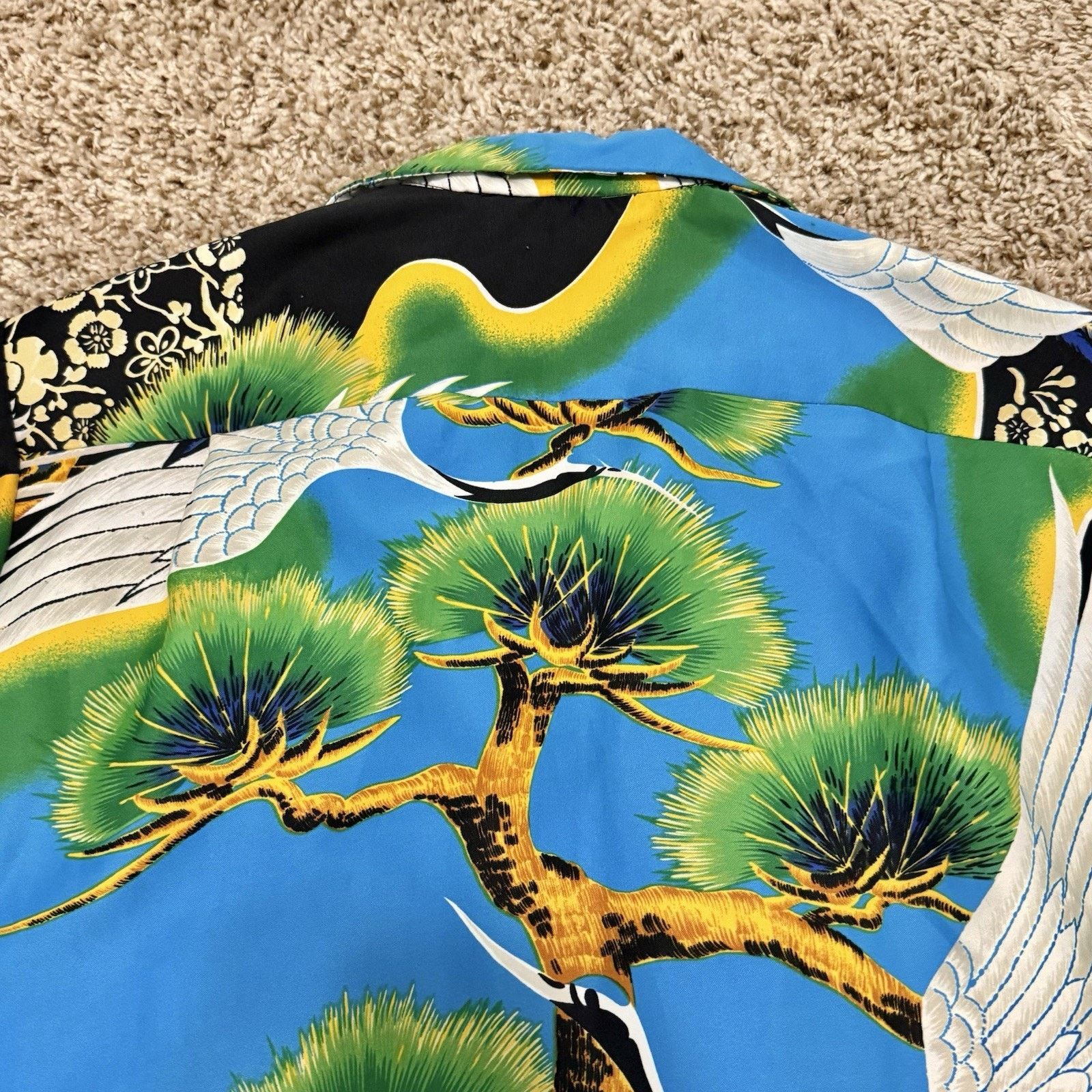 Sears × Vintage Vintage 70’s Hawaiian Japanese Cranes Button Up Camp Shirt Size US L / EU 52-54 / 3 - 10 Thumbnail