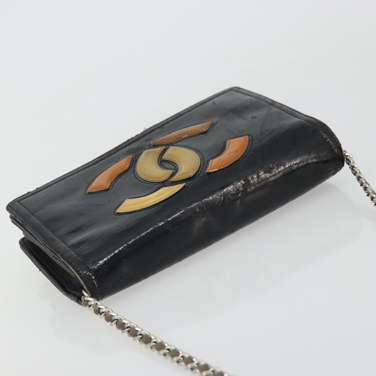 CHANEL COCO Mark Chain Shoulder Bag Patent leather Black
