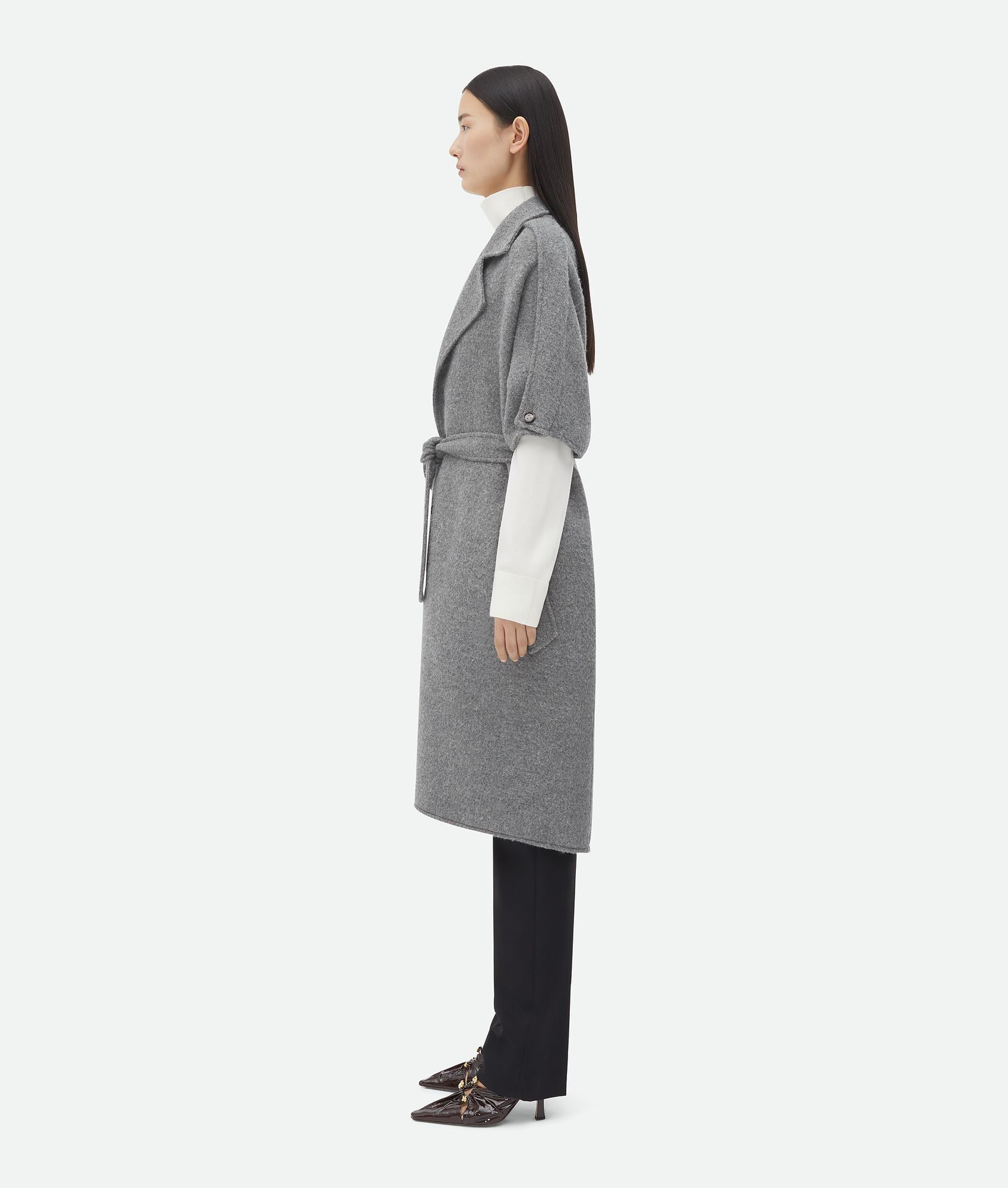 Bottega Veneta o1n1vont0325 Wool And Cashmere Sleeveless Coat in Grey Size S / US 4 / IT 40 - 2 Thumbnail
