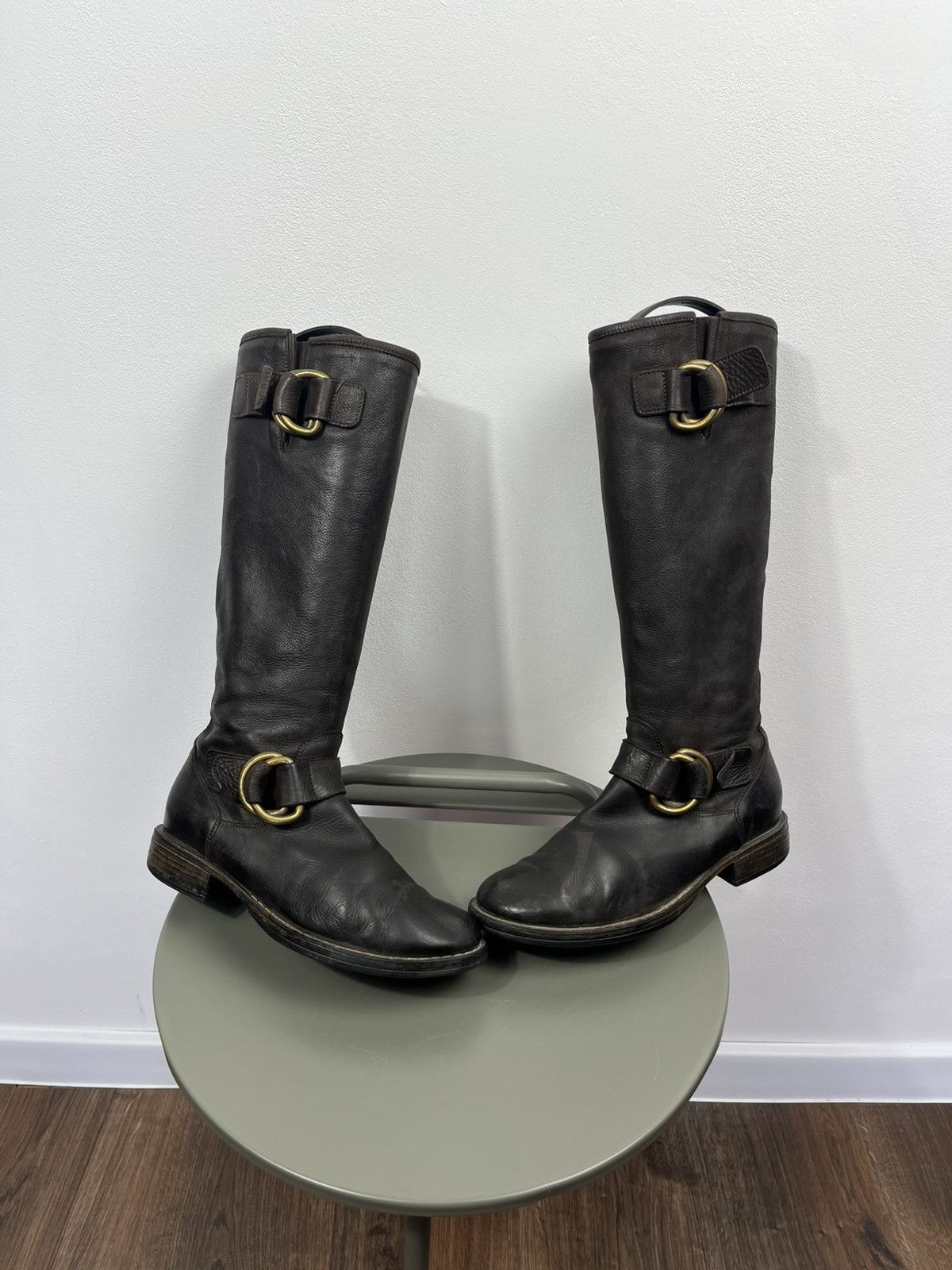 Other Women’s Brown Leather Knee High Boots Ring Strap Riding 37 Size US 6 / IT 36 - 1 Thumbnail