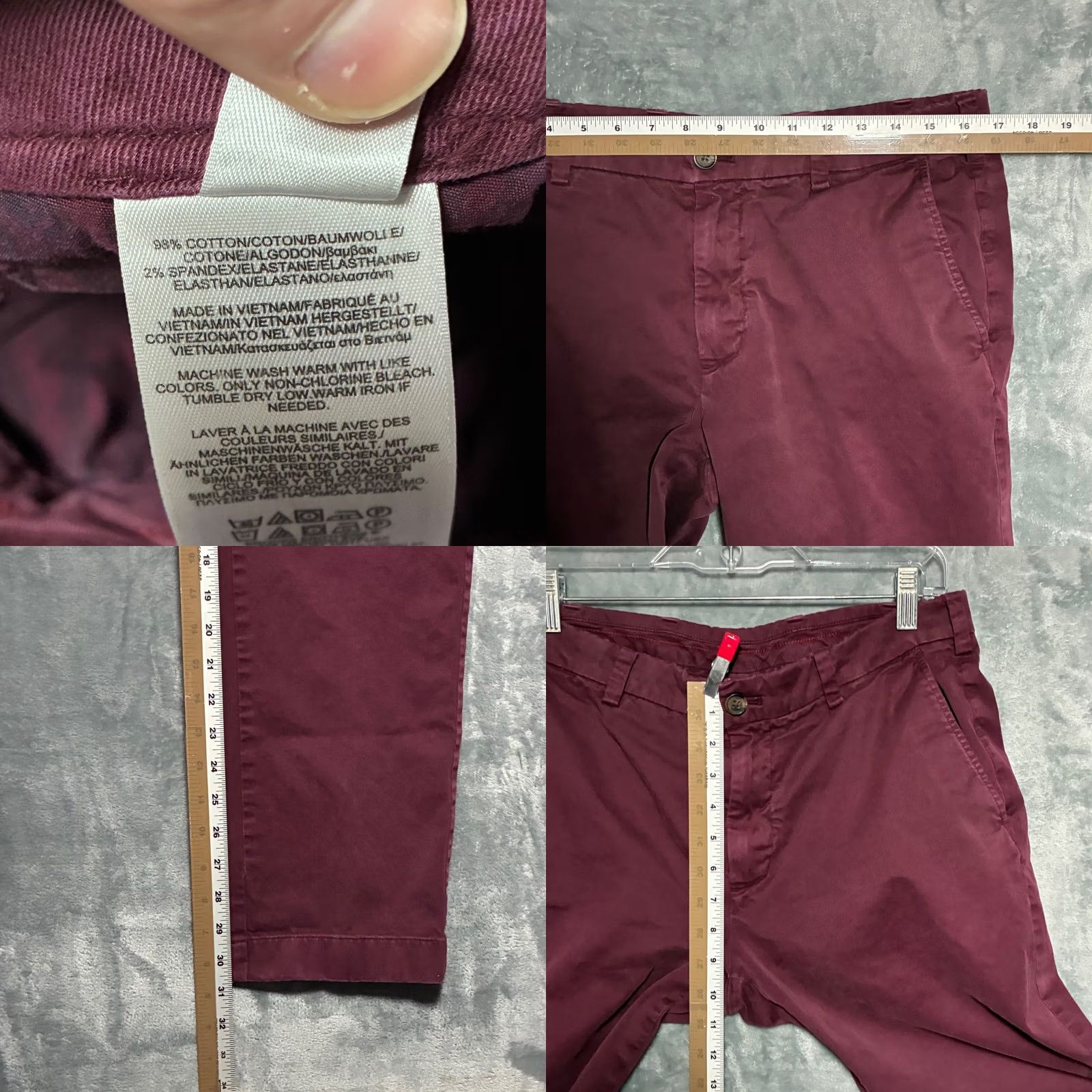 Brooks Brothers Brooks Brothers Red Fleece Chino Pants 34X32 Mens Burgundy Slim Straight 34 Red Solid Wool? Size US 34 / EU 50 - 8 Thumbnail