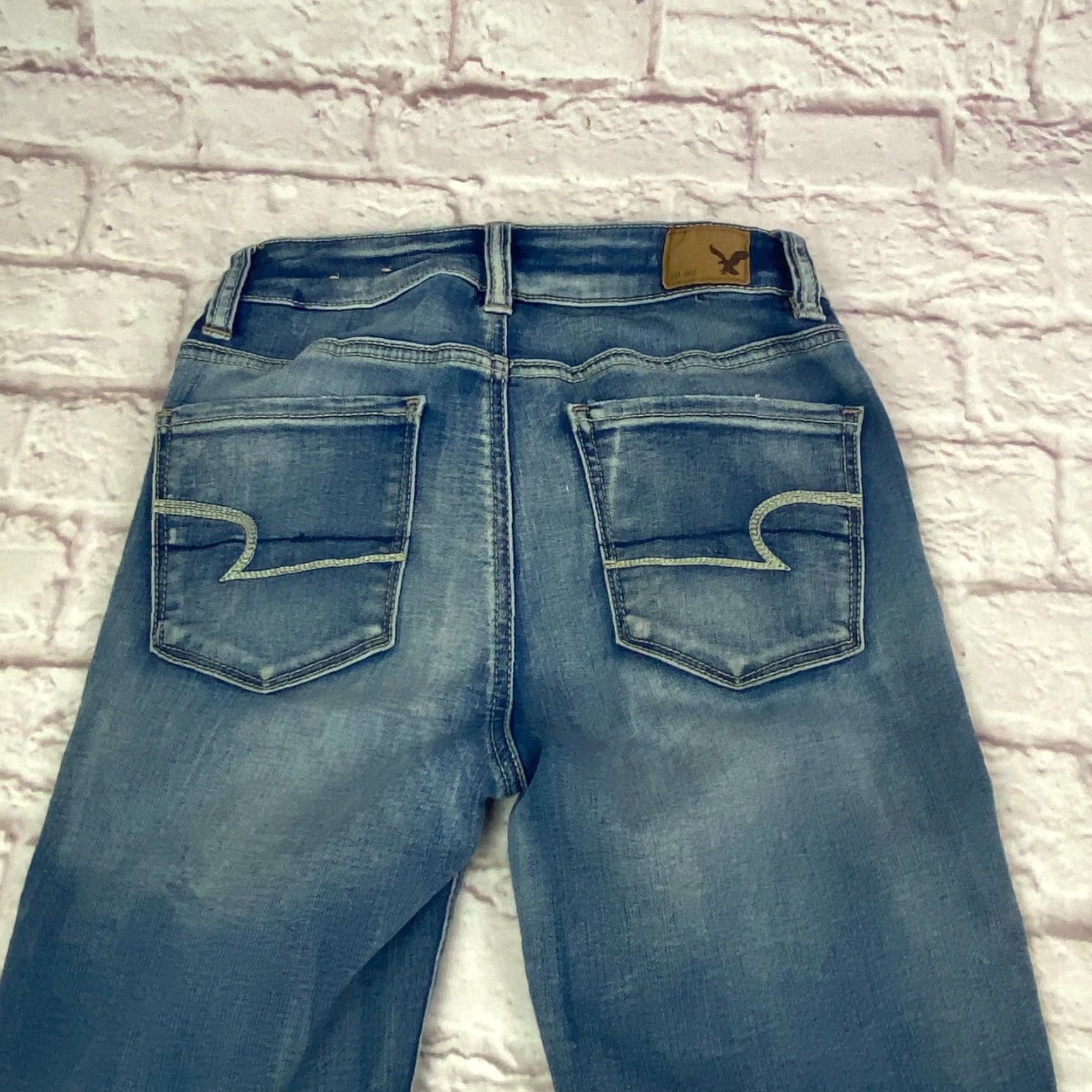 American Eagle Outfitters American Eagle Outfitters Cropped Jegging Women's High Rise Distressed Size 0 Long Blue 80s Grunge Jeans Womens Size 25" / US 0 / IT 36 - 4 Thumbnail