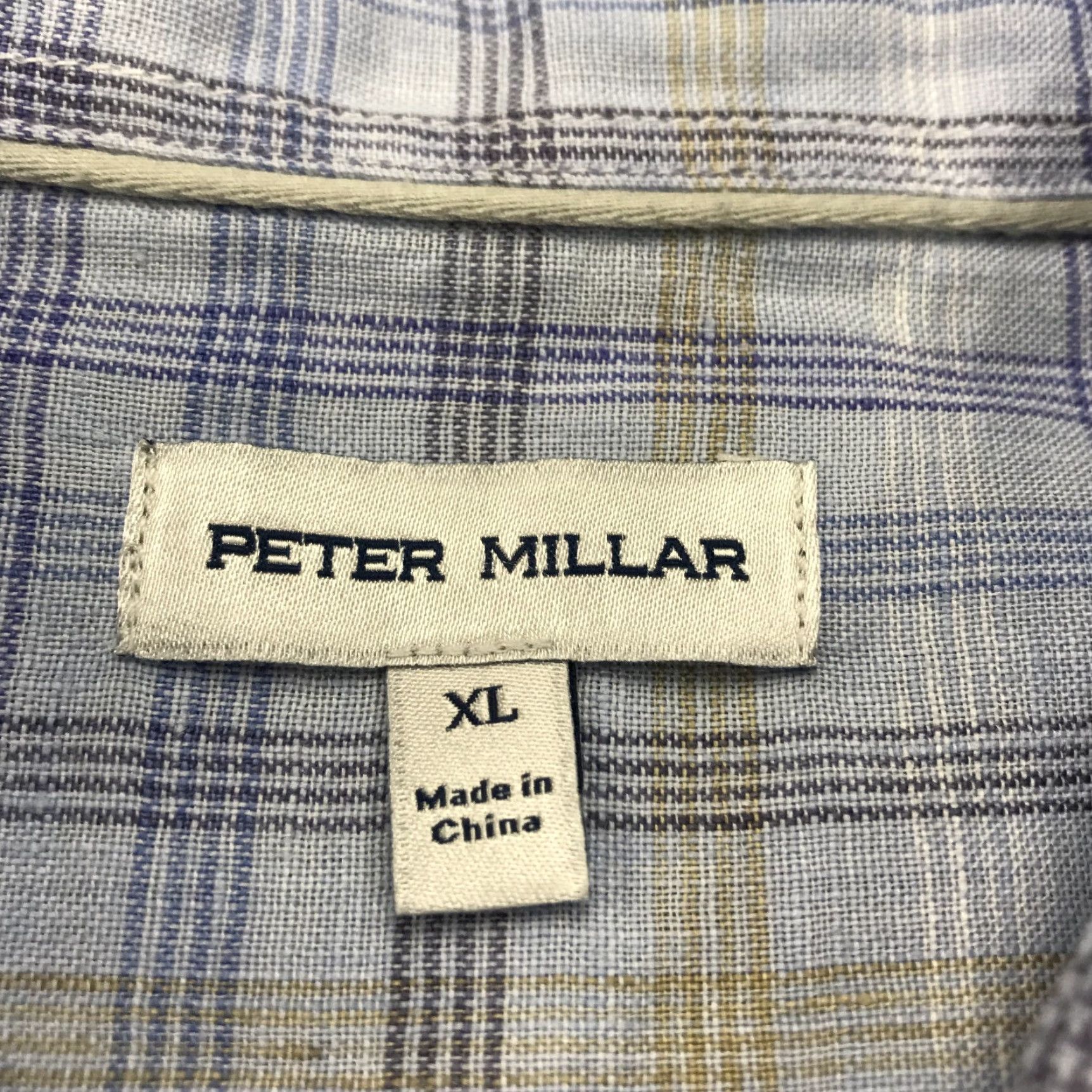 Peter Millar Peter Millar Shirt Mens XL Blue Check 100% Linen Beachwood Sport Casual Button-Up Short Description: None Size US XL / EU 56 / 4 - 3 Thumbnail