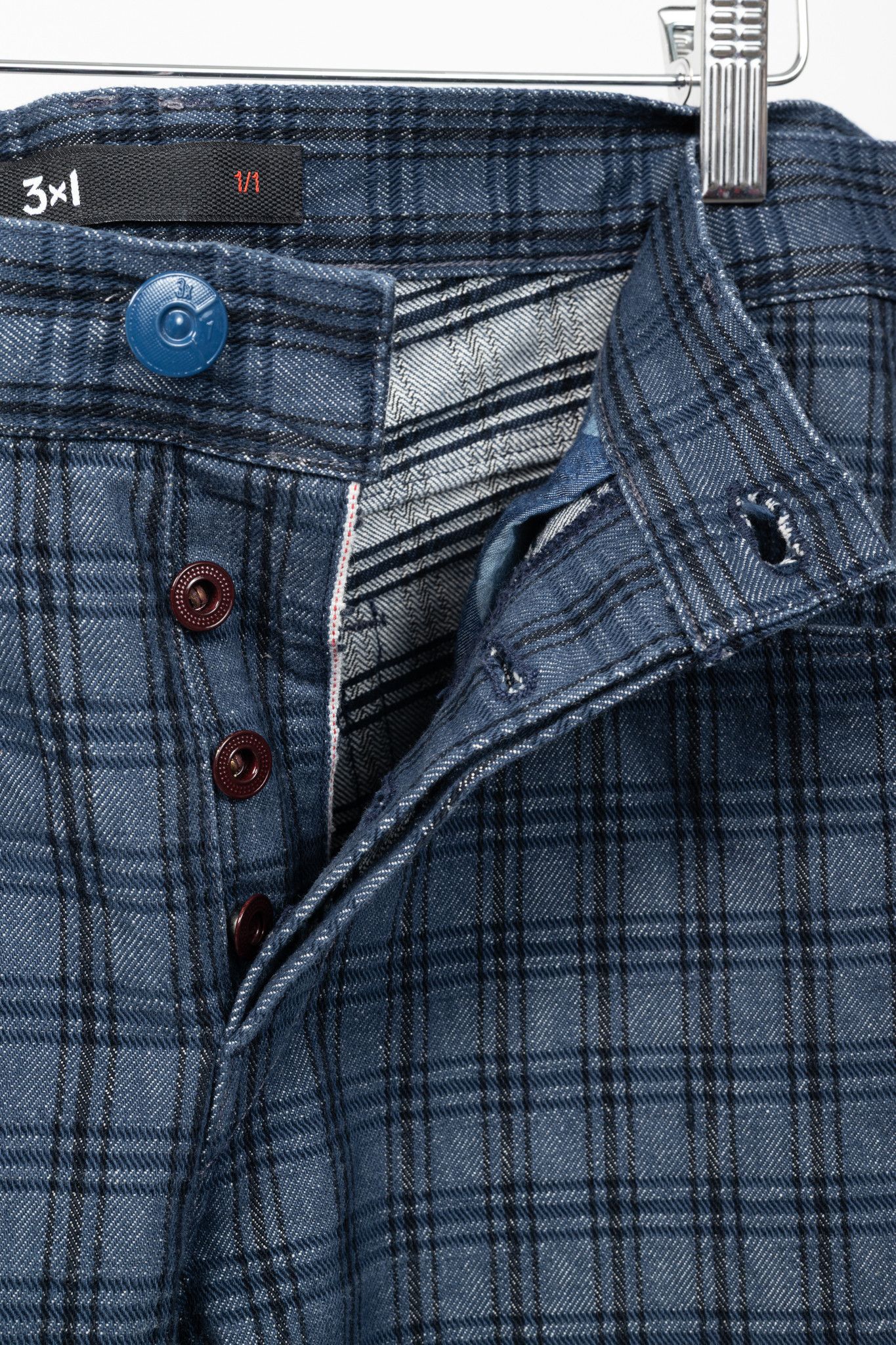 3x1 3x1 M4 Blue Plaid Slim 5-Pocket Jeans Size US 34 / EU 50 - 9 Thumbnail