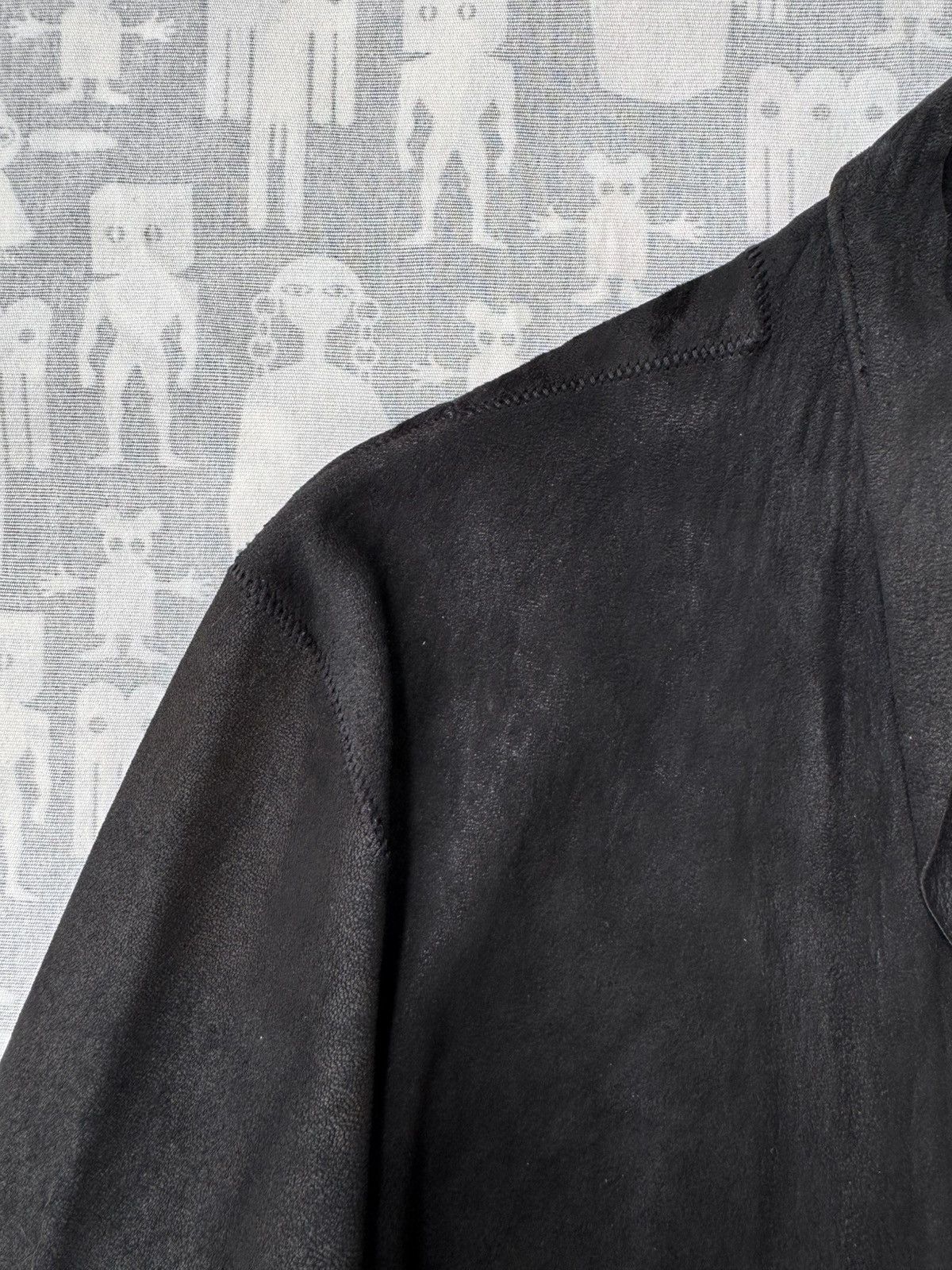 Ann Demeulemeester Ann Demeulemeester AW02 Textured Leather Opened Tie Jacket Size US XS / EU 42 / 0 - 4 Thumbnail