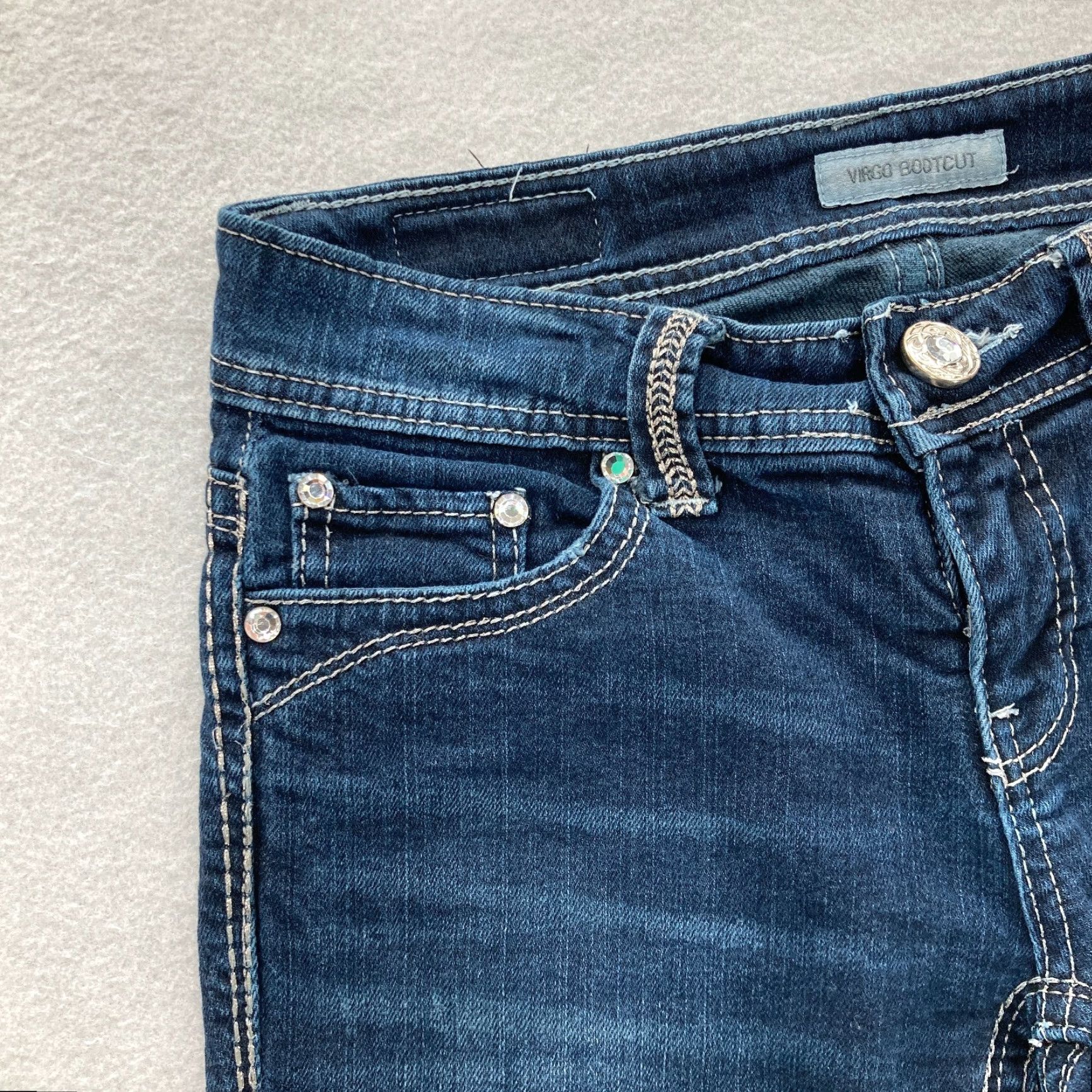Vintage Daytrip Virgo Bootcut Jeans Women's 25 Dark Blue Stretch Denim Western READ FLAW Size 42" / US 20 - 3 Thumbnail