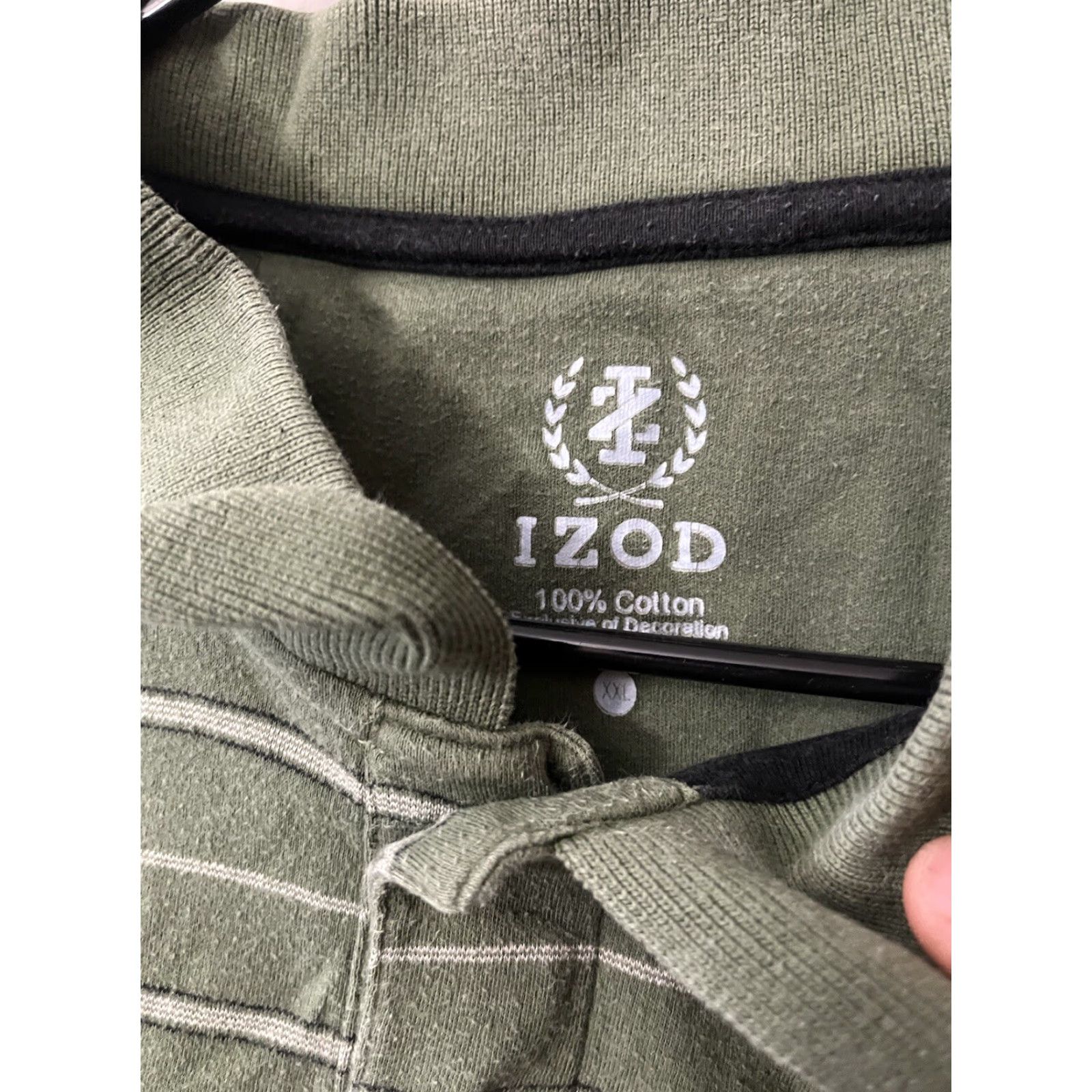 Izod VINTAGE IZOD GOLF POLO Shirt Mens 2XL Green Striped Short Sleeve Knit 100% Cotton Regular Fit Golf Casual Size US XXL / EU 58 / 5 - 3 Thumbnail