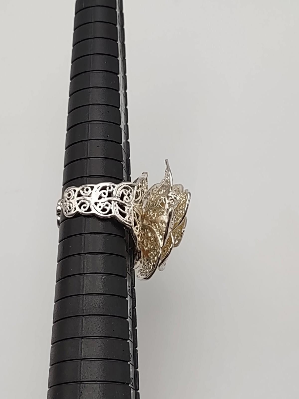 The Unbranded Brand Sterling Silver Rose Ring & Bracelet Set Floral Filigree Size ONE SIZE - 5 Thumbnail