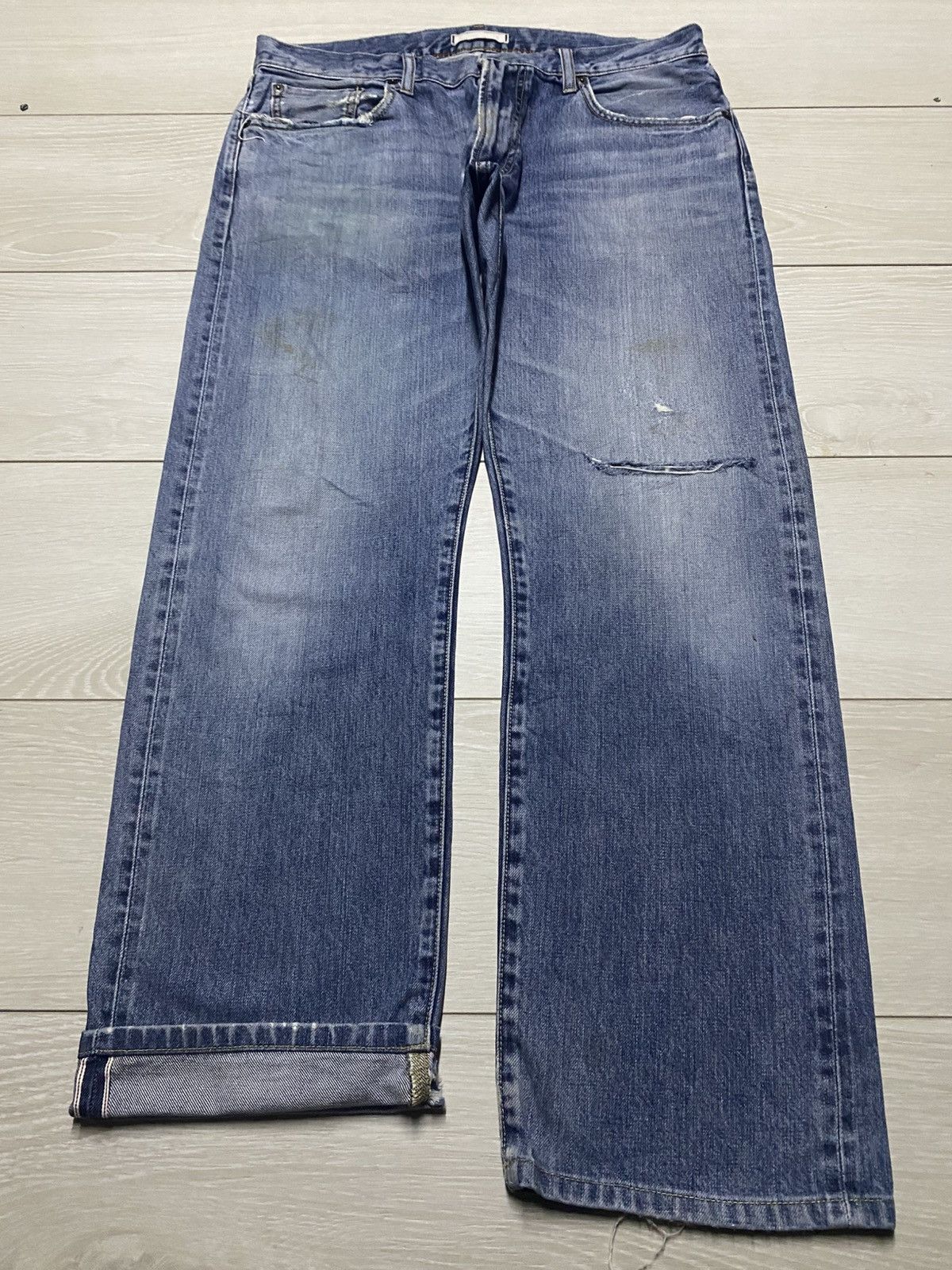 Japanese Brand Vintage japanese Uniqlo Blue Wash Grunge Selvedge Jeans Size US 34 / EU 50 - 1 Thumbnail