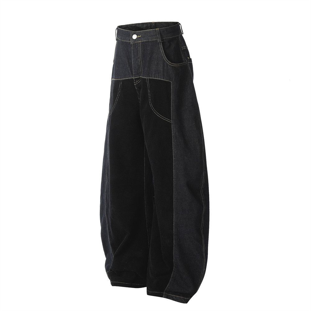 Japanese Brand × Jean Men's street casual loose corduroy patchwork scimitar jeans Size US 32 / EU 48 - 2 Thumbnail