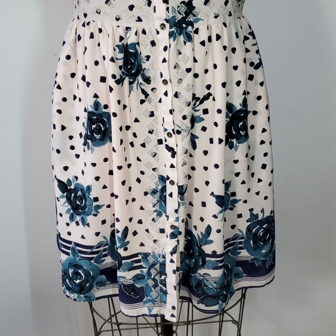 Other Maison Jules Size M Dress Blush Pink Floral Chiffon Button Size M / US 6-8 / IT 42-44 - 6 Thumbnail
