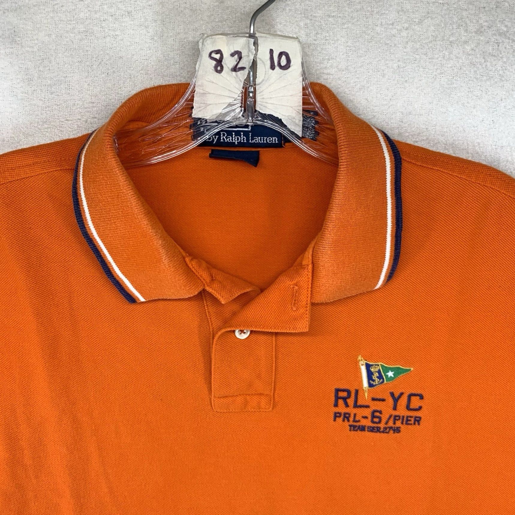 Polo Ralph Lauren VINTAGE Polo Ralph Lauren Yacht Club Polo Shirt Mens Large Bright Orange Embroidered Classic Casual Size US L / EU 52-54 / 3 - 4 Thumbnail