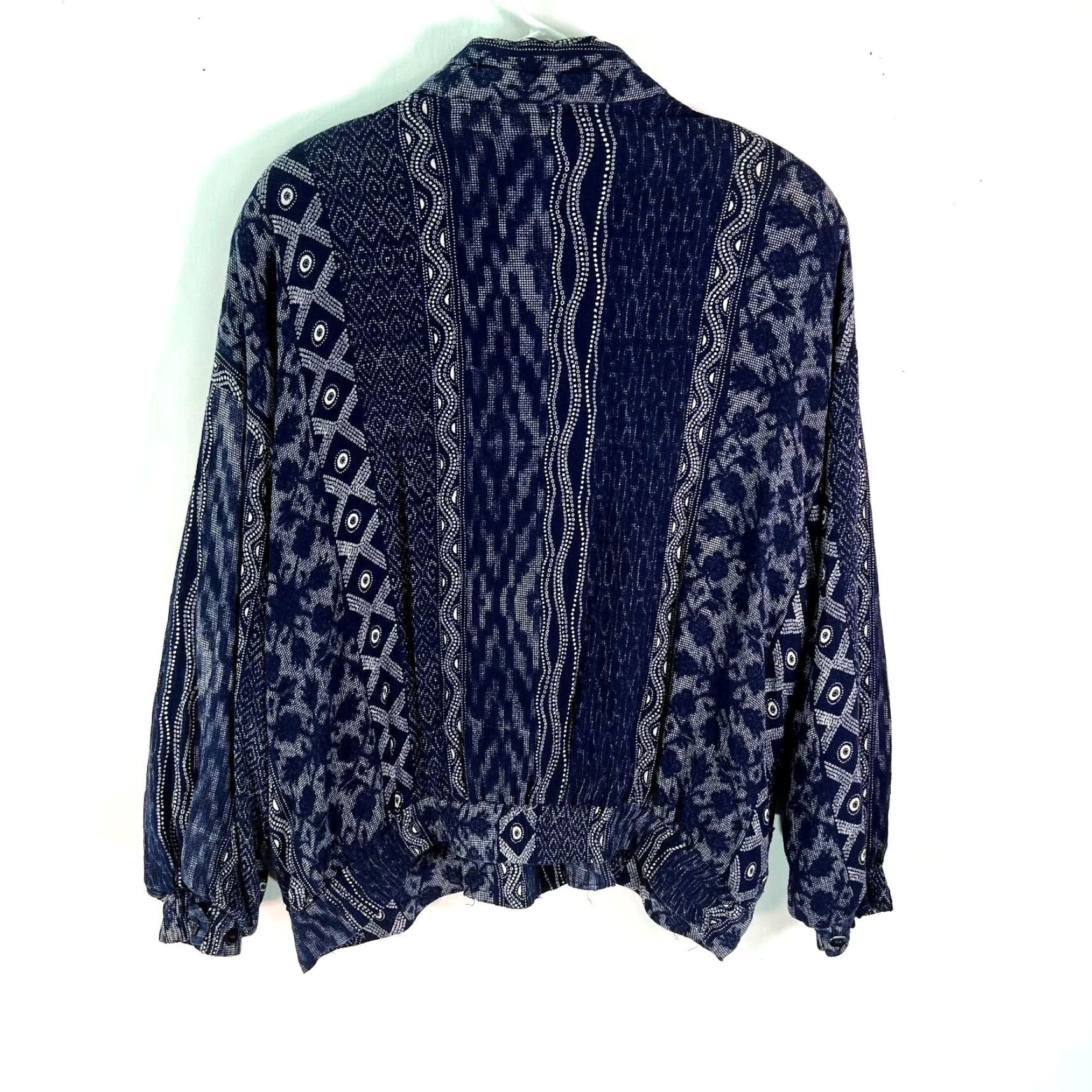 Vintage Vintage Halsey Collection Geometric Print Short Zip Jacket Women's Size L Blue Knit Fall Winter Size L / US 10 / IT 46 - 2 Thumbnail