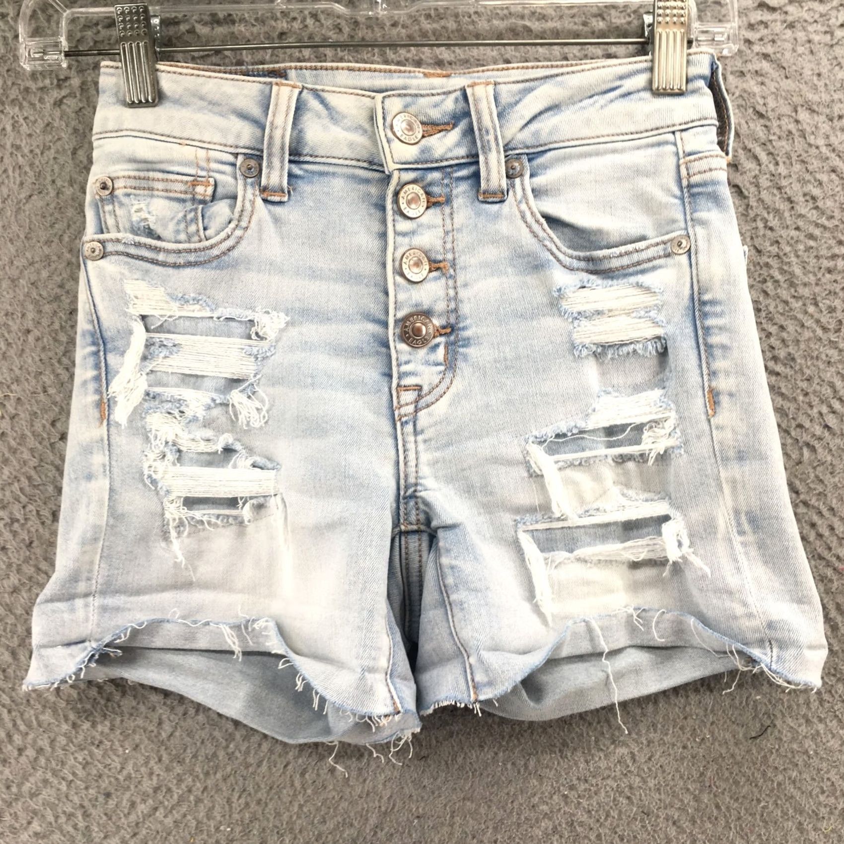 American Eagle Outfitters American Eagle Outfitters Hot Pants Shorts Womens 00 Blue Distressed Stretch Denim Casual Activewear 90s? Size 24" / US 00 / IT 34 - 2 Thumbnail