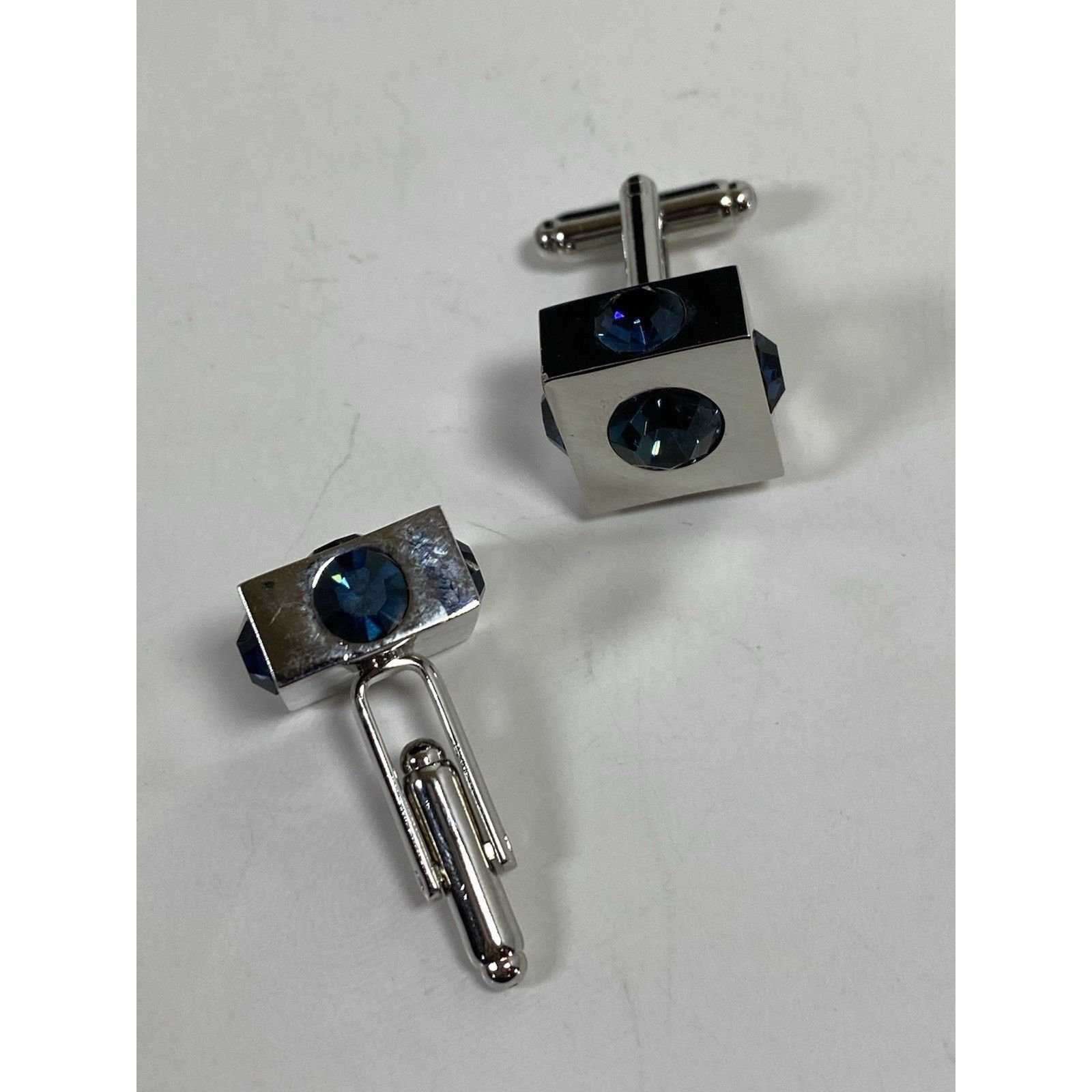 Other Cubic Cufflinks w Blue Stones Size ONE SIZE - 7 Thumbnail