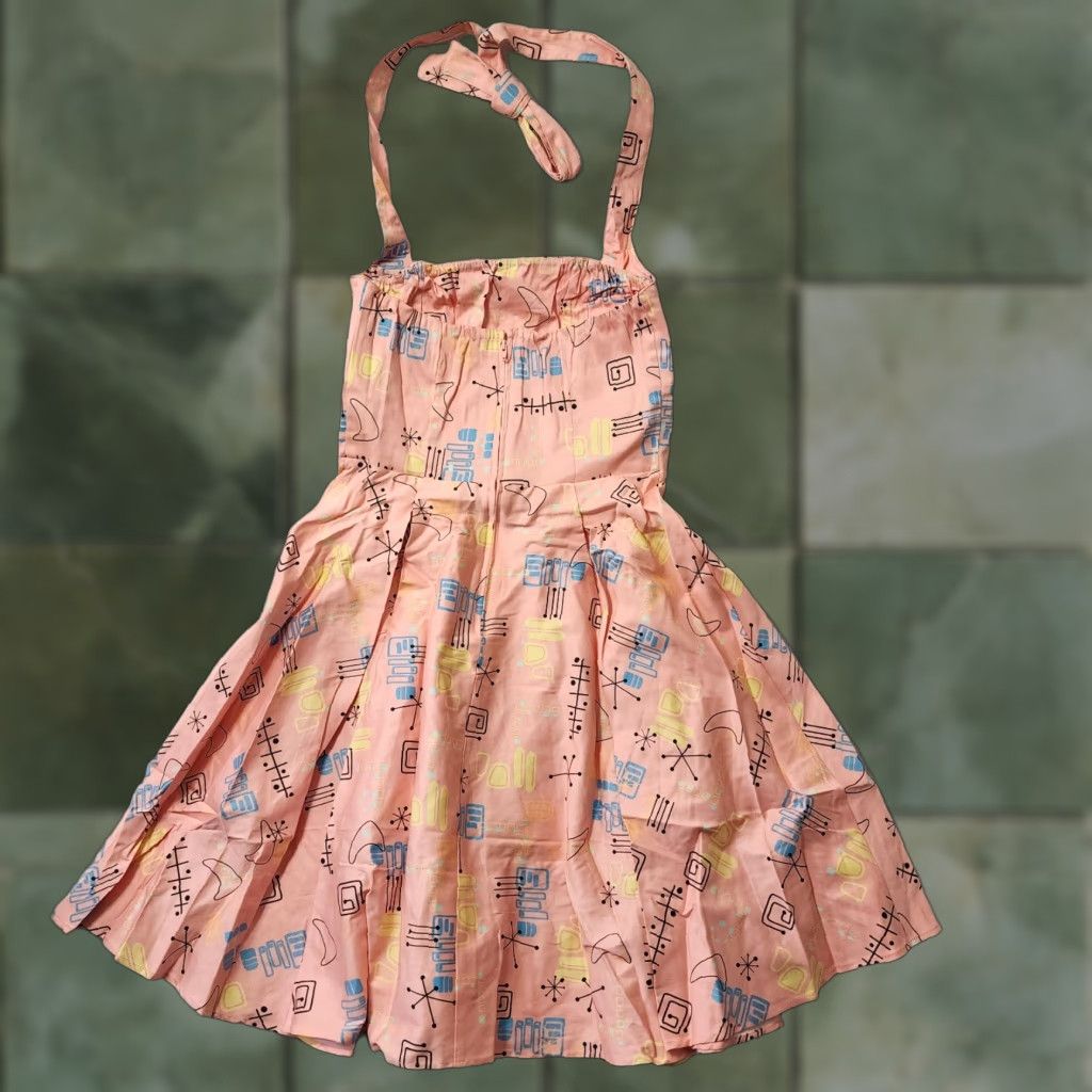 Atomic VINTAGE Pinup Couture Atomic Dress Flare Pink 50s Halter Rockabilly Knee Length L Women Size L / US 10 / IT 46 - 1 Thumbnail