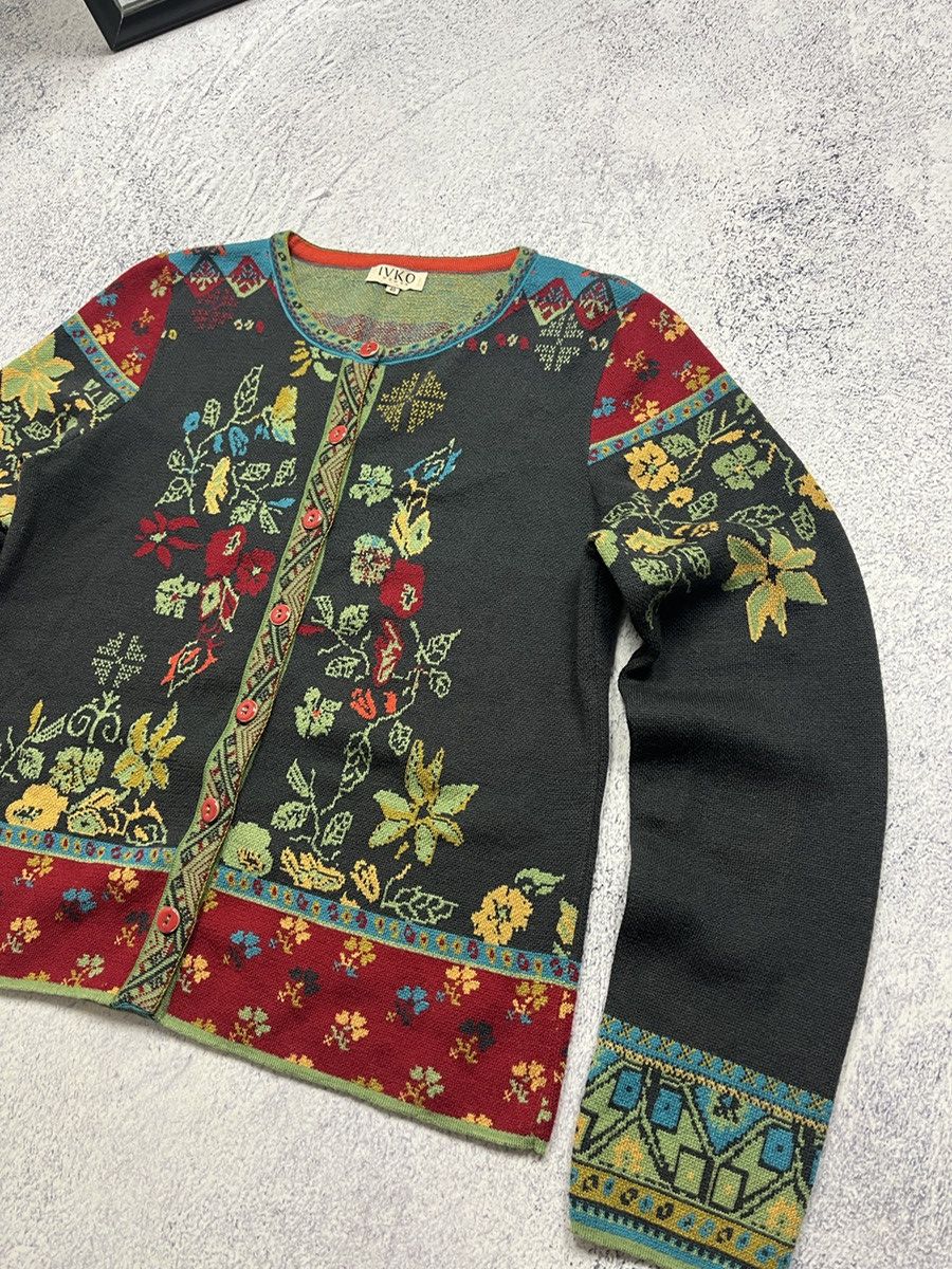 Japanese Brand IVKO Geometric Pattern Flowers Motif Women’s Cardigan Size S / US 4 / IT 40 - 4 Thumbnail