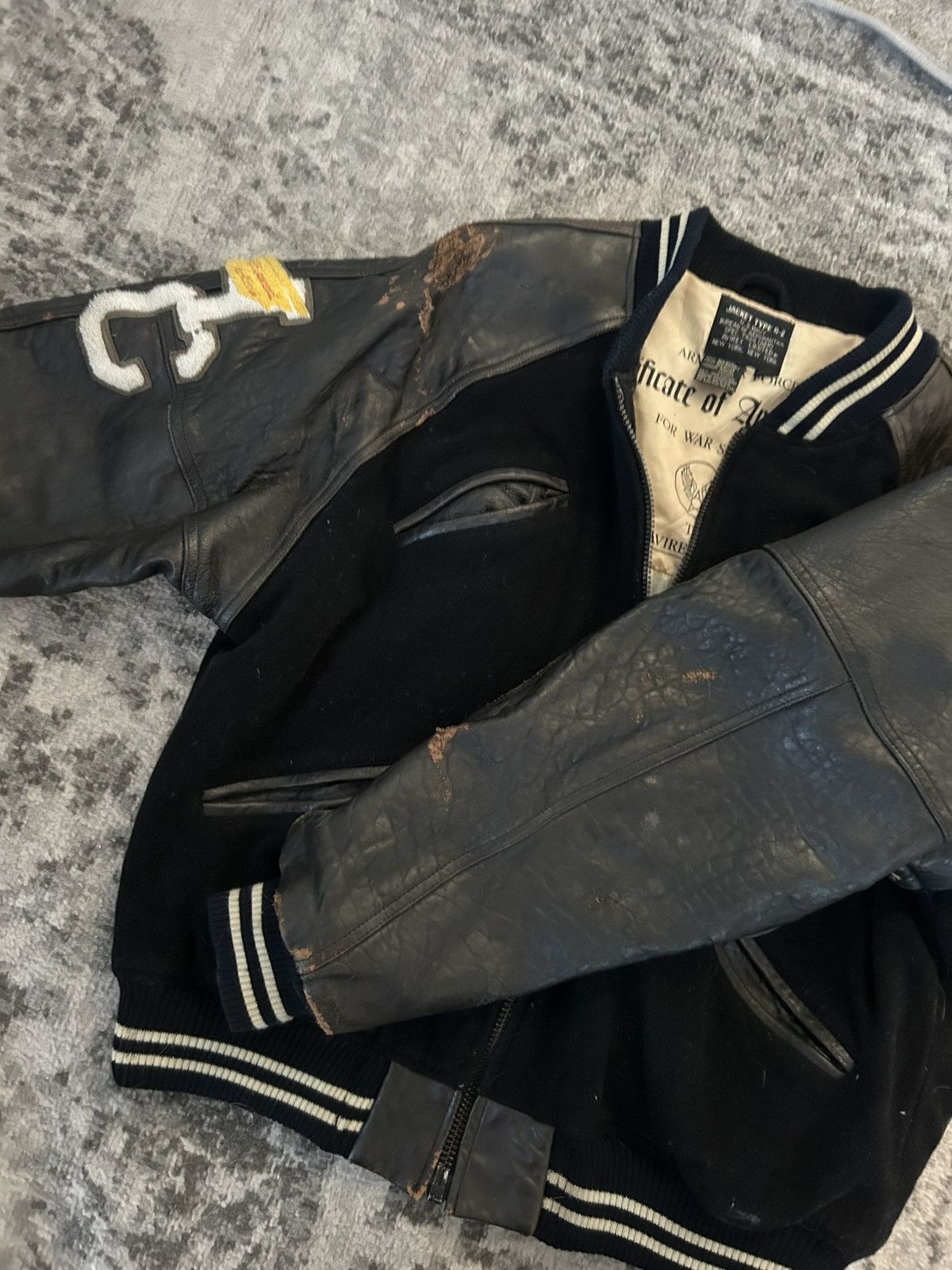 Avirex Avirex Vintage 1989 G2 USA Navy Wool Leather Jacket Size US L / EU 52-54 / 3 - 4 Thumbnail