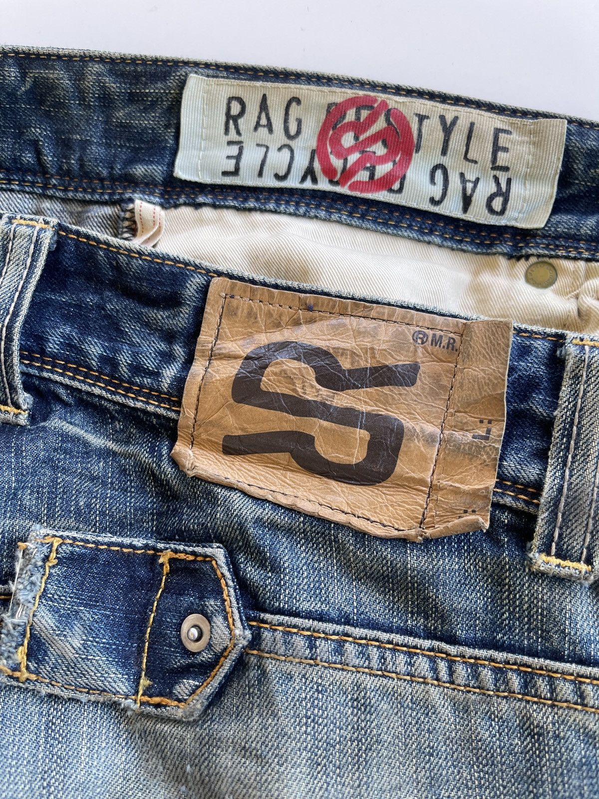 Japanese Brand Rag Recycle Dirty Distressed Jeans Size US 35 - 11 Thumbnail