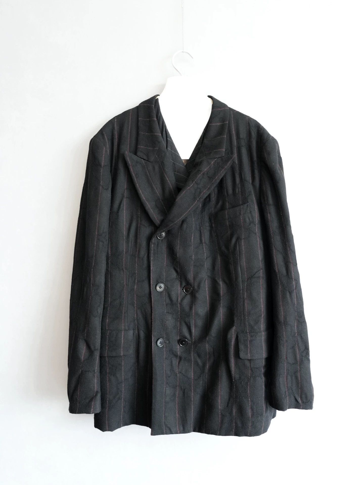 Yohji Yamamoto Yohji Yamamoto 11AW Black/Red Corroded Stripe DB Jkt Size US XXL / EU 58 / 5 - 1 Thumbnail