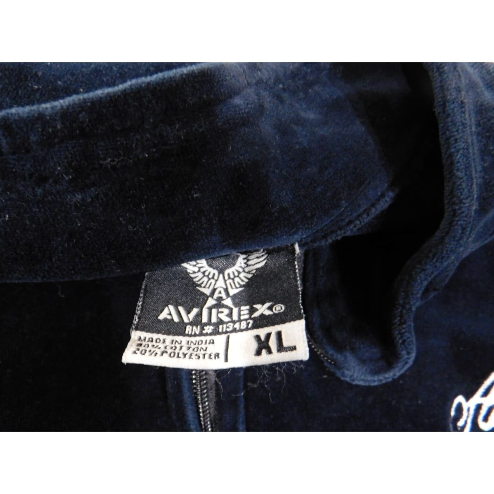 Avirex Avirex Jacket XL Blue Velour 90s Hip-Hop Mens Zip Stretch Size XL / US 12-14 / IT 48-50 - 6 Thumbnail
