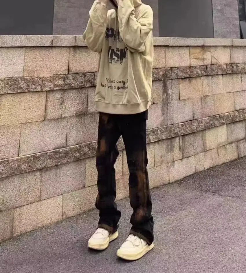 Designer × Japanese Brand Retro distressed ripped patch micro-flare jeans Size US 32 / EU 48 - 2 Thumbnail