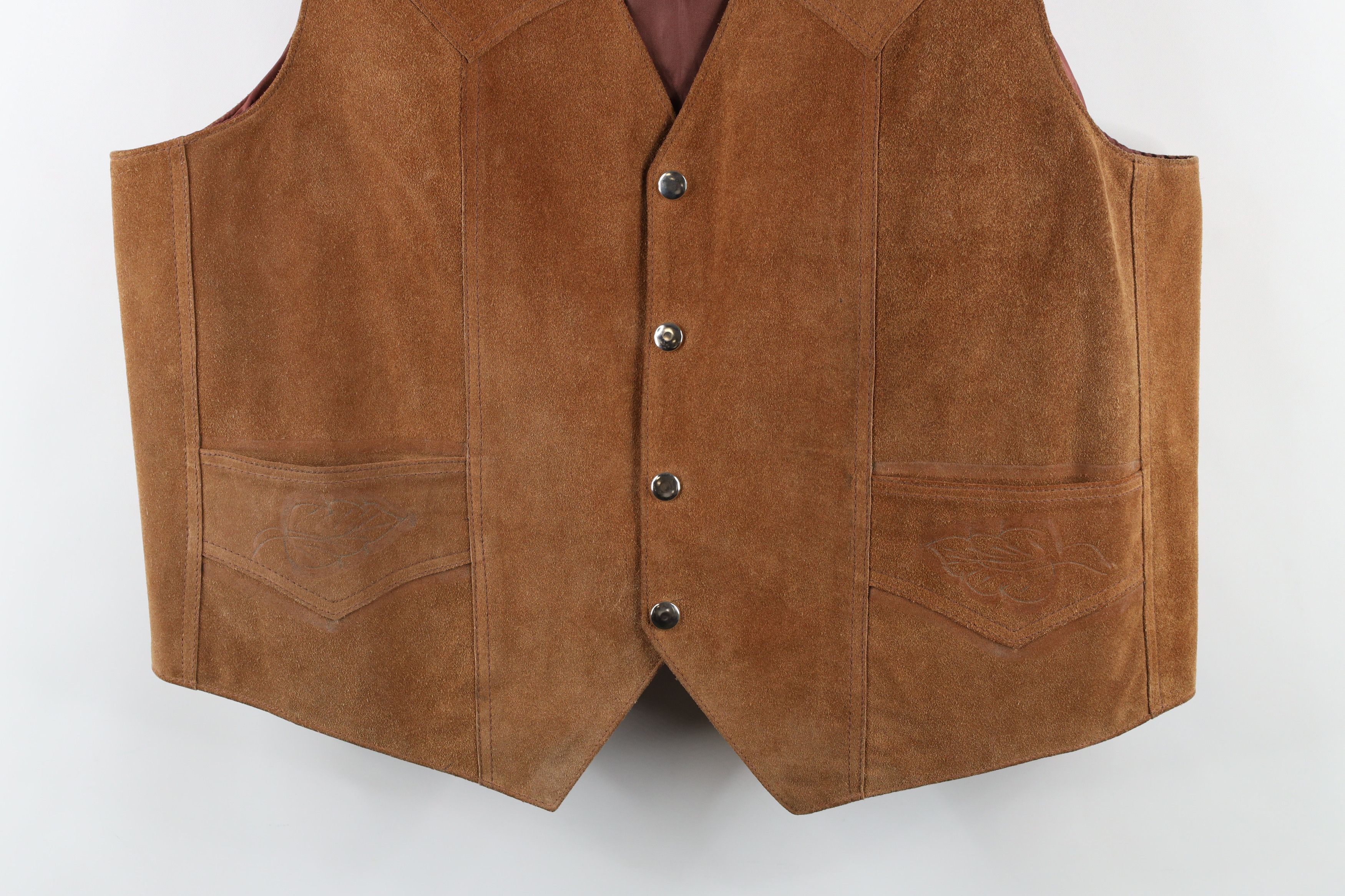 Vintage Vintage 70s Streetwear Horse Suede Leather Vest Jacket USA Size US XL / EU 56 / 4 - 3 Thumbnail