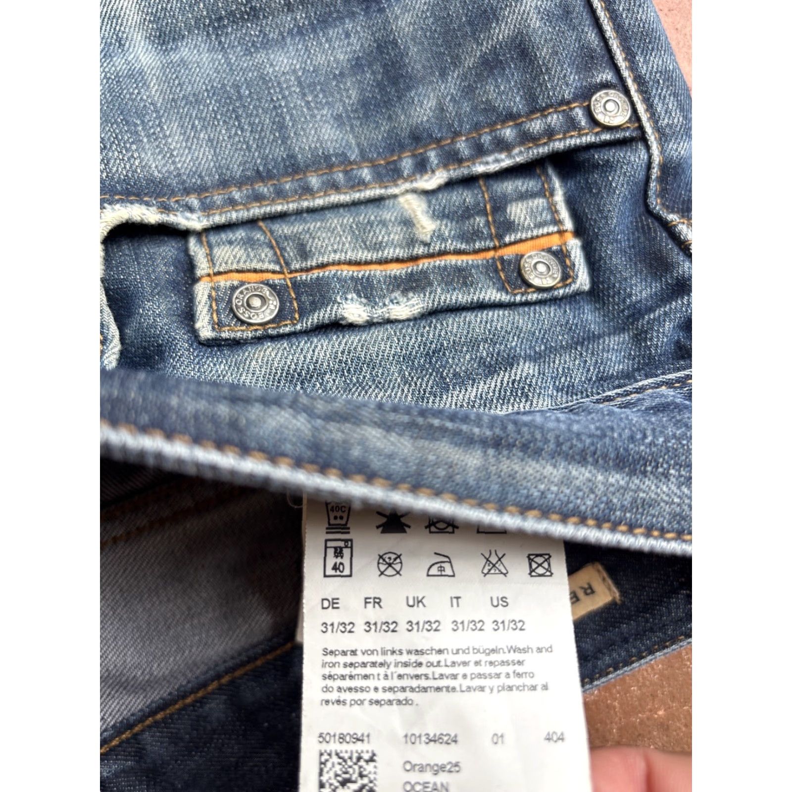 Hugo Boss Boss Orange Hugo Boss Denim Jeans Regular Fit Distressed 31x32 Jeans Men’s 31 32 Denim Distressed Button Logo Casual Straight Mid Rise | Mens Size US 31 - 3 Thumbnail