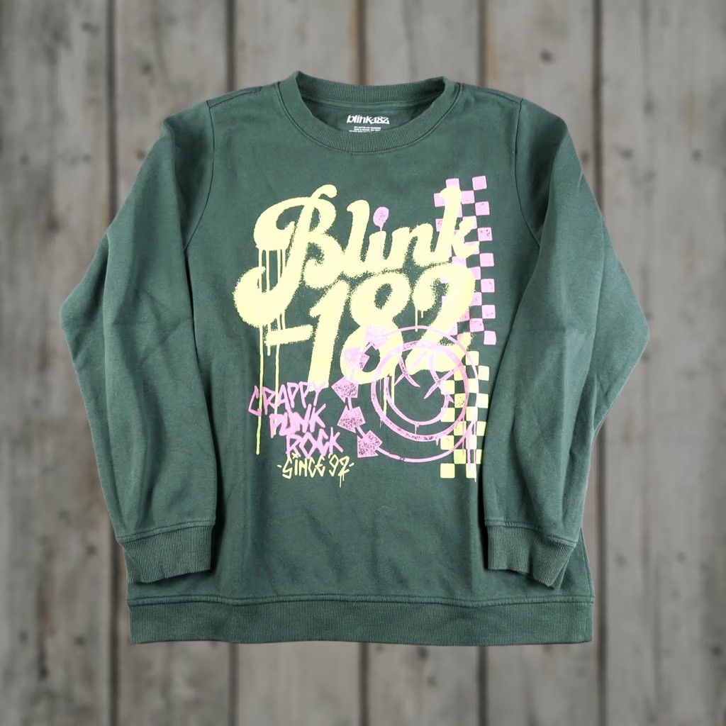 Vintage Blink-182 Sweatshirt Mens XL Green Crewneck Graphic Pullover Punk Rock Band Y2K Crew Neck All Seasons Logo Vintage N/A Size US XL / EU 56 / 4 - 1 Thumbnail
