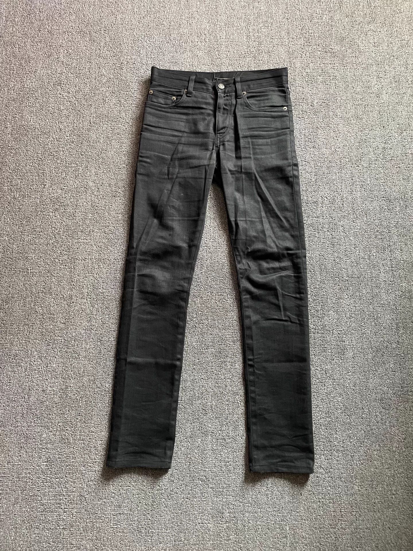 Saint Laurent Paris Saint Laurent Waxed Black Denim Pants Size US 27 - 1 Thumbnail