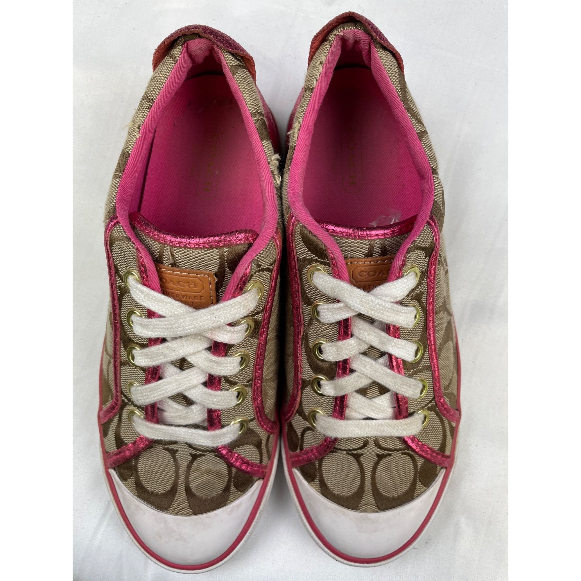 Coach Coach Women's Metallic Pink /Tan Canvas Sneakers/ Shoes Size Size US 7 / IT 37 - 6 Thumbnail