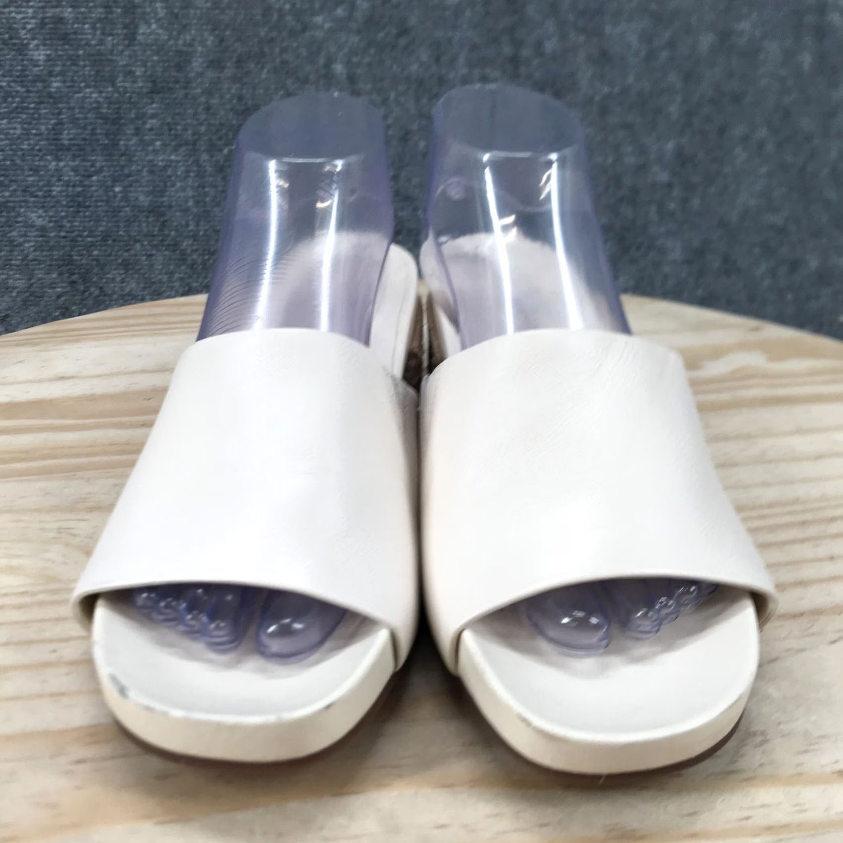 Vintage Aerosoles Sandals Womens 9.5 M Clarks Slide White Leather Slip On Casual Block Shoes Size US 10 / IT 40 - 7 Thumbnail
