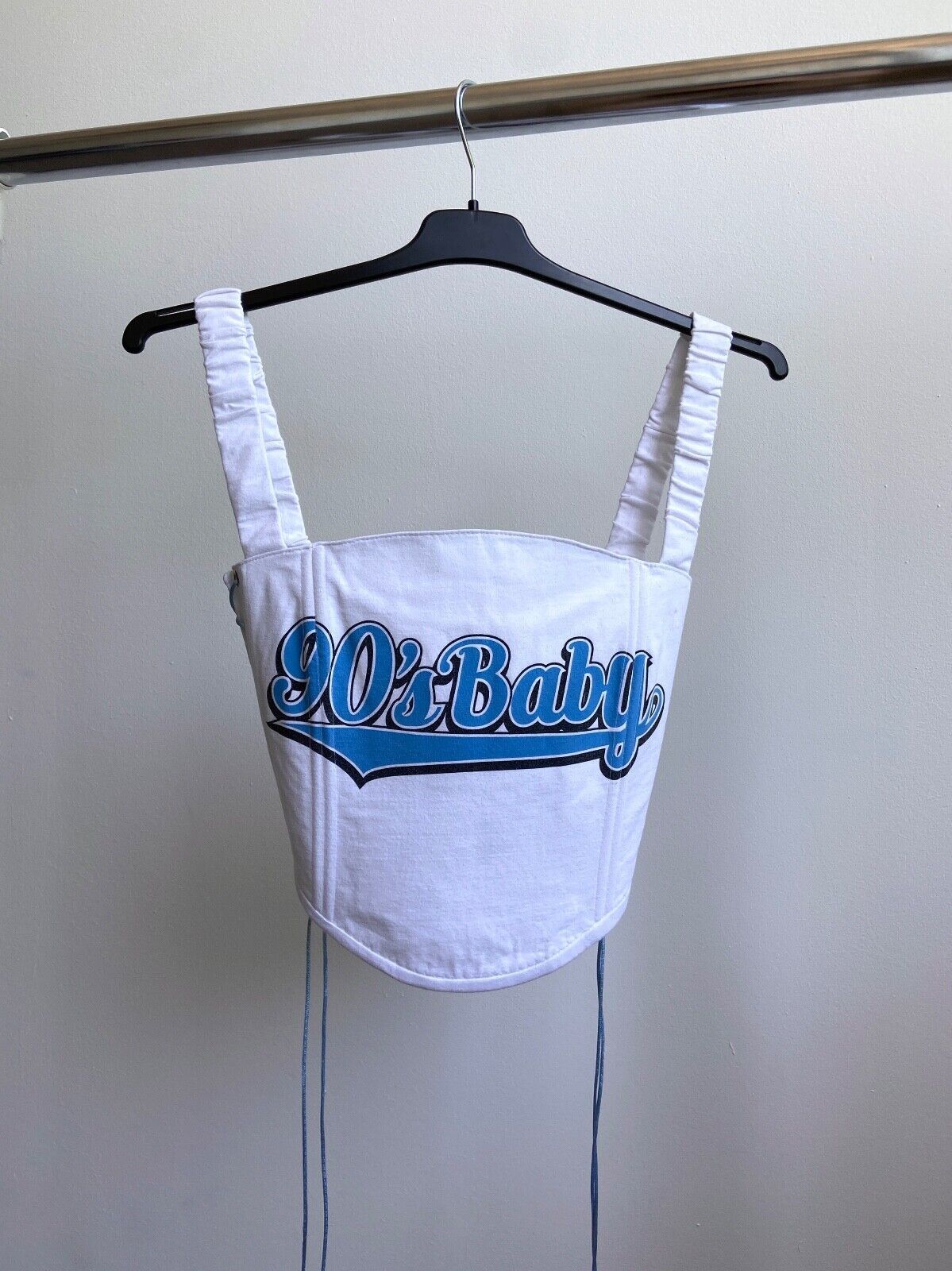 Handmade Handmade 90s Baby White Women's Tank Crop Top Corset Size S / US 4 / IT 40 - 1 Thumbnail