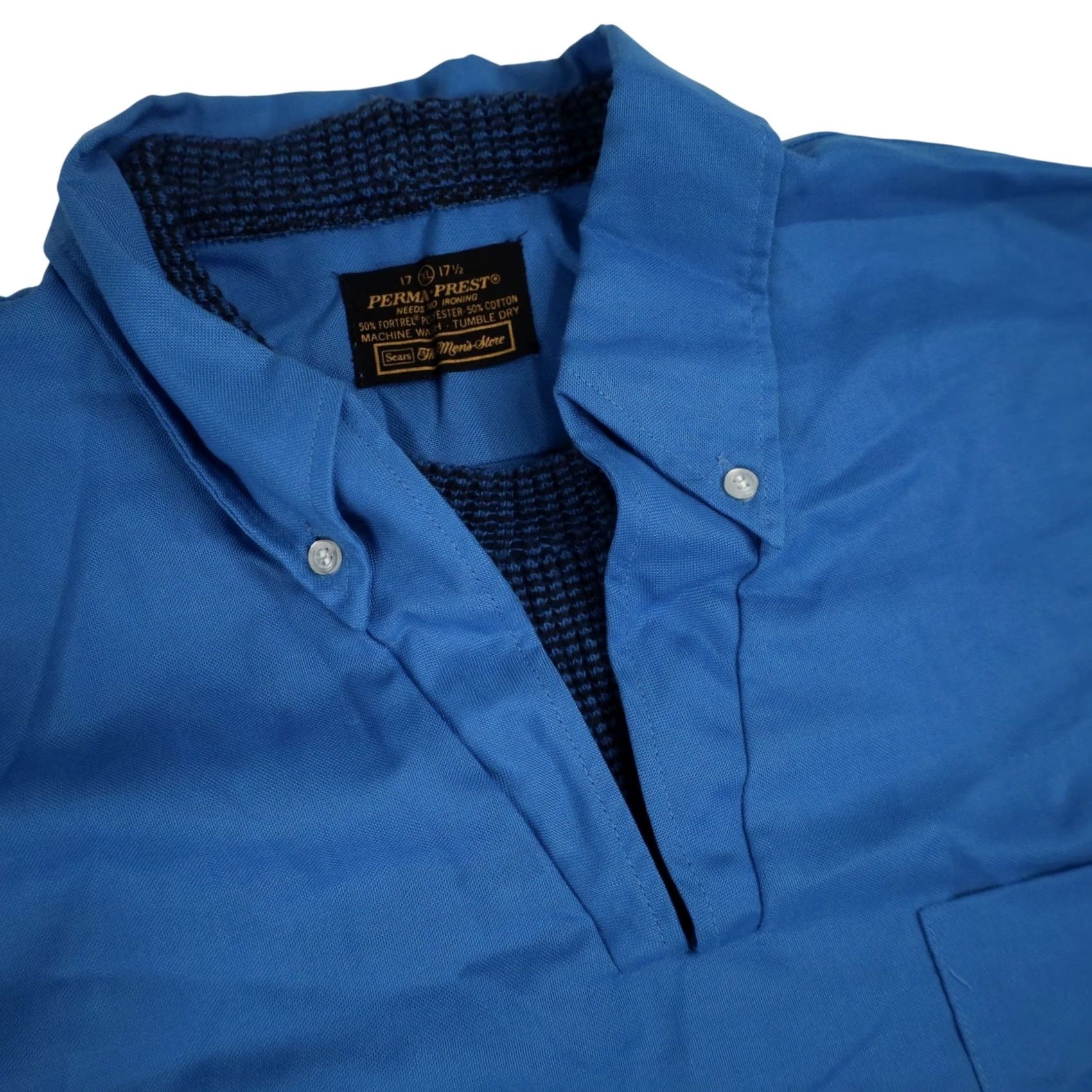 Sears VINTAGE Sears Perma Prest Mens XL Pullover Shirt Blue Size US XL / EU 56 / 4 - 6 Thumbnail