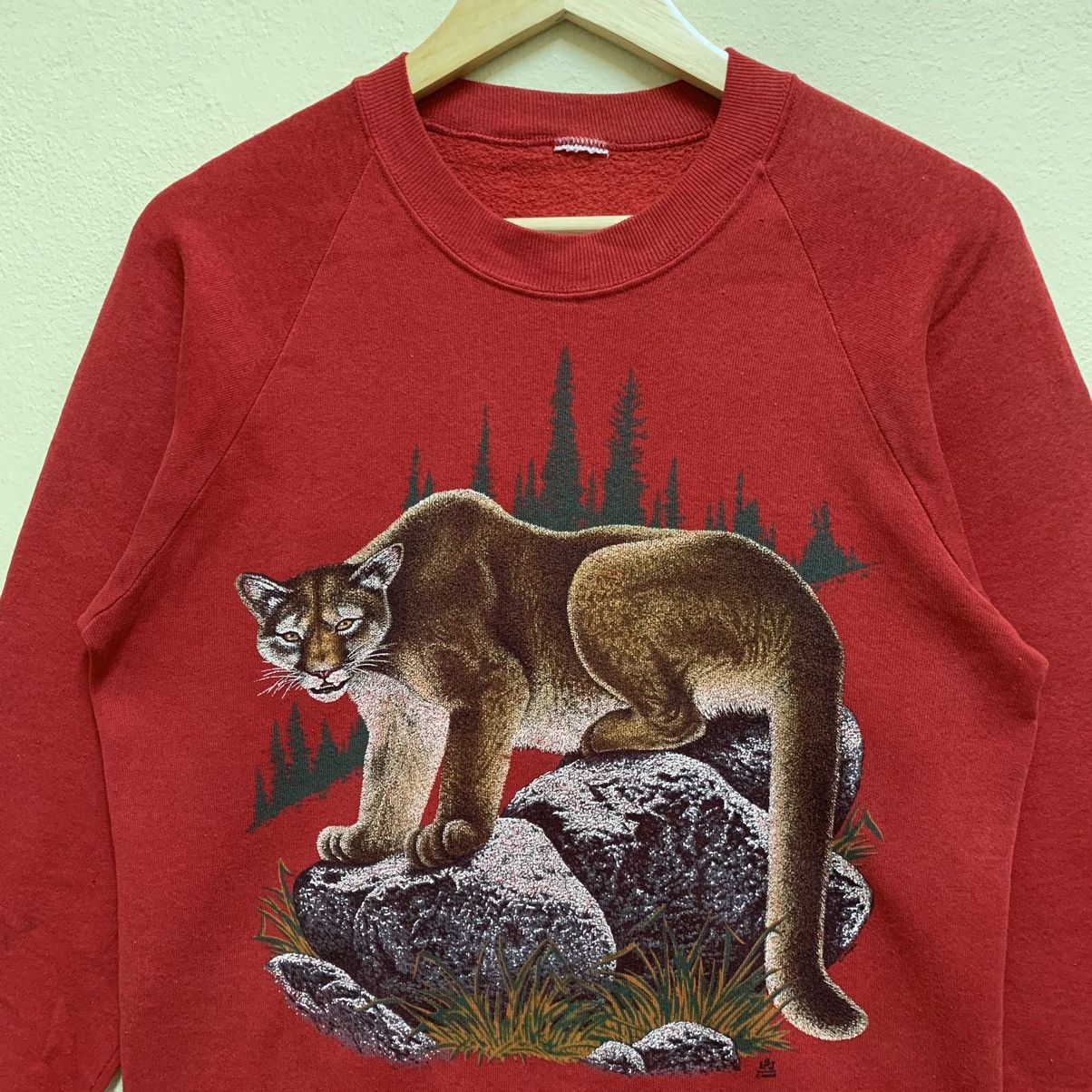 Habitat × Vintage Vintage 90s COUGAR ANIMAL Nature Big image Sweatshirt Size US M / EU 48-50 / 2 - 2 Thumbnail
