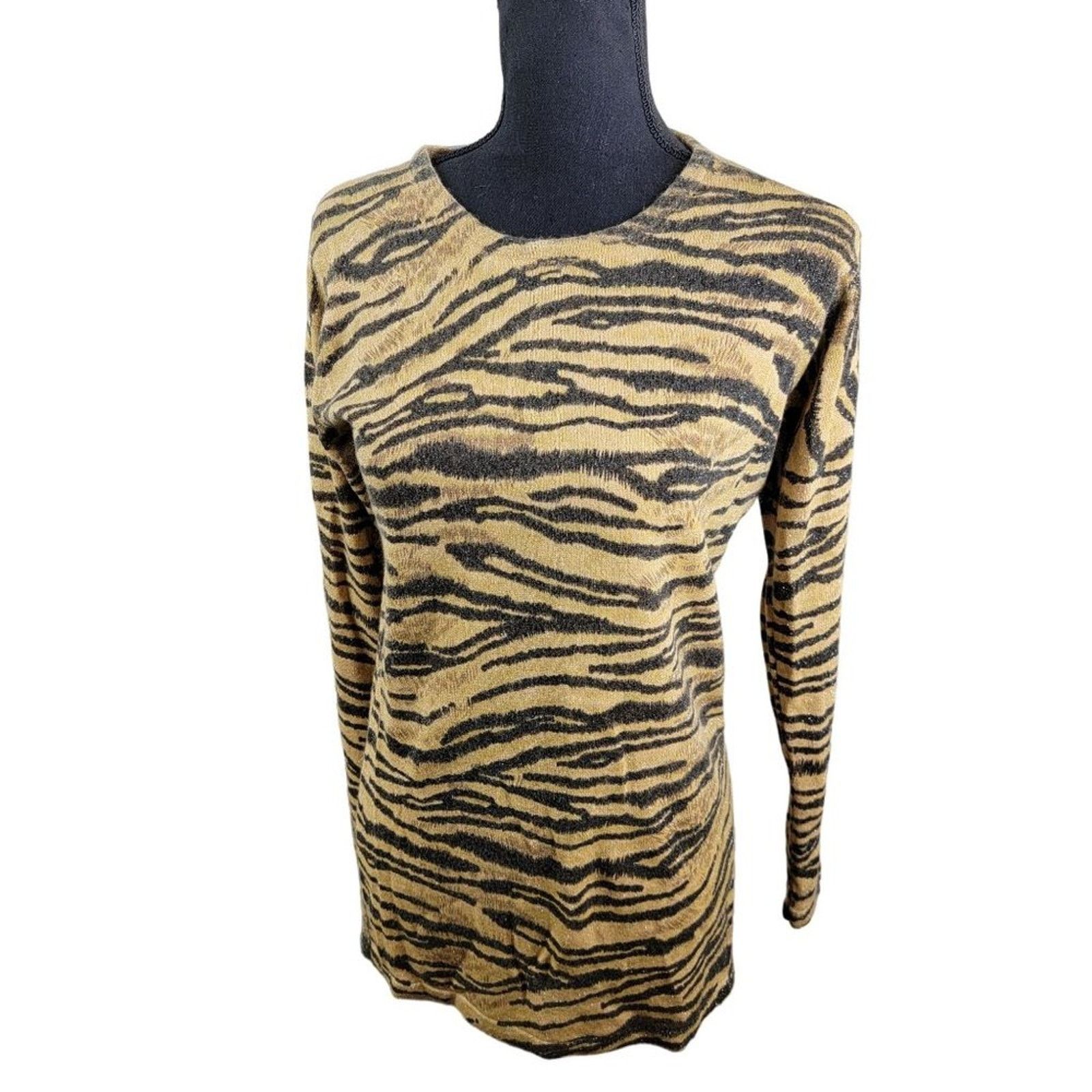 Vintage Objects Gold Leopard Print Sweater Top Size S / US 4 / IT 40 - 3 Thumbnail