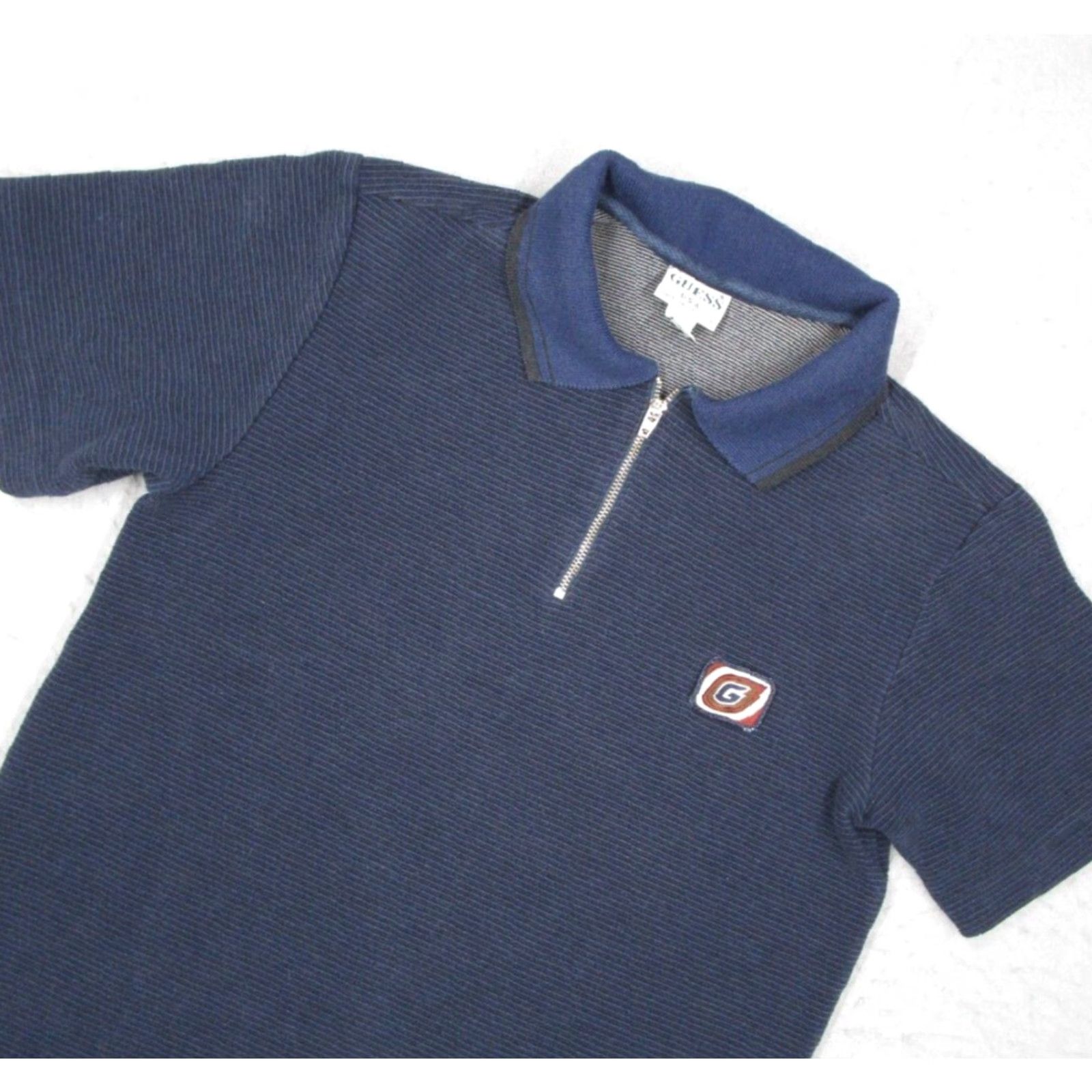Guess VINTAGE GUESS Polo Shirt Men Small Blue Zip Front Short Sleeve Embroidered Logo Made in Australia Size US S / EU 44-46 / 1 - 2 Thumbnail