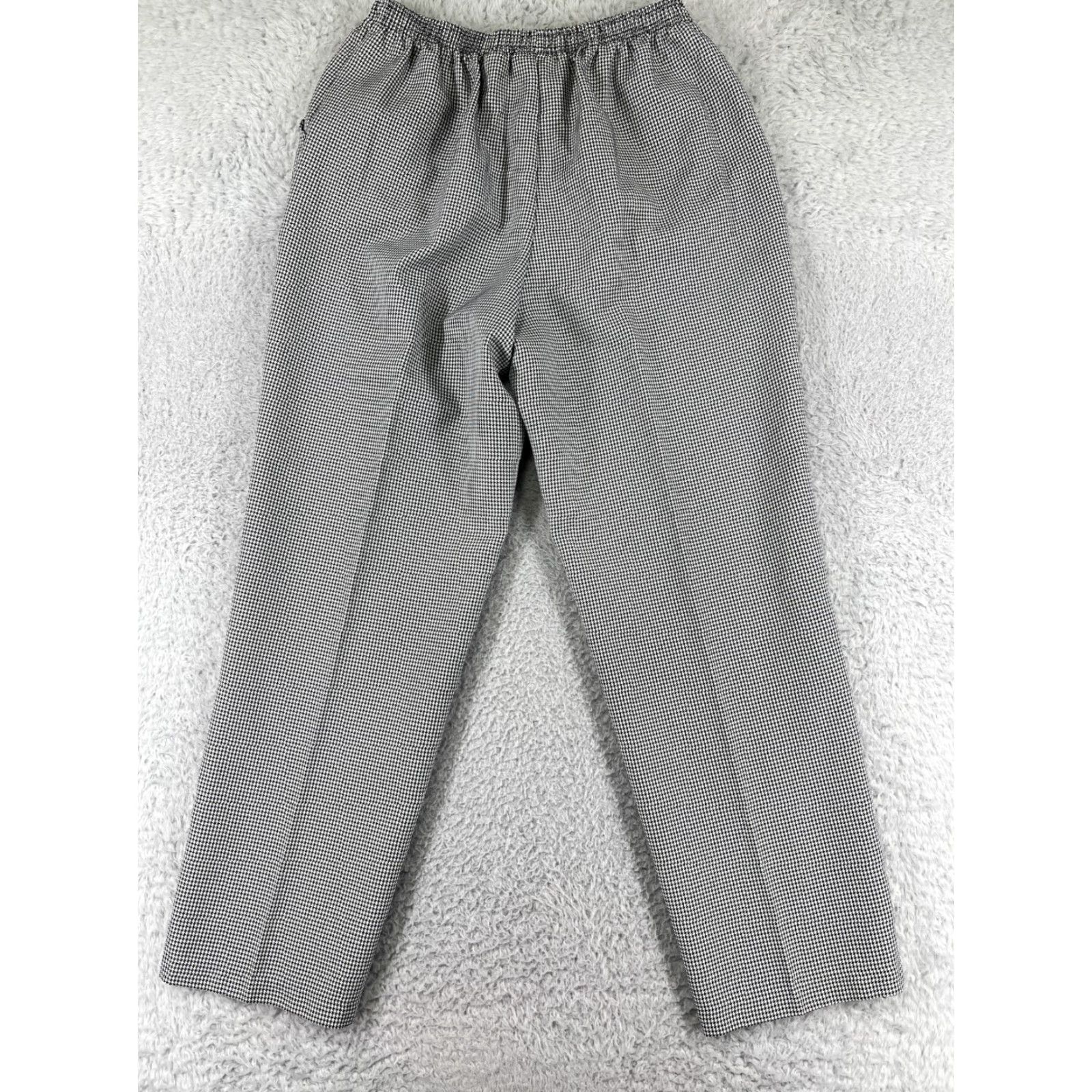 Blair VINTAGE Blair Pants Womens 14 Black Houndstooth 100% Polyester Elastic Straight Front Chino Size 36" / US 14 / IT 50 - 2 Thumbnail