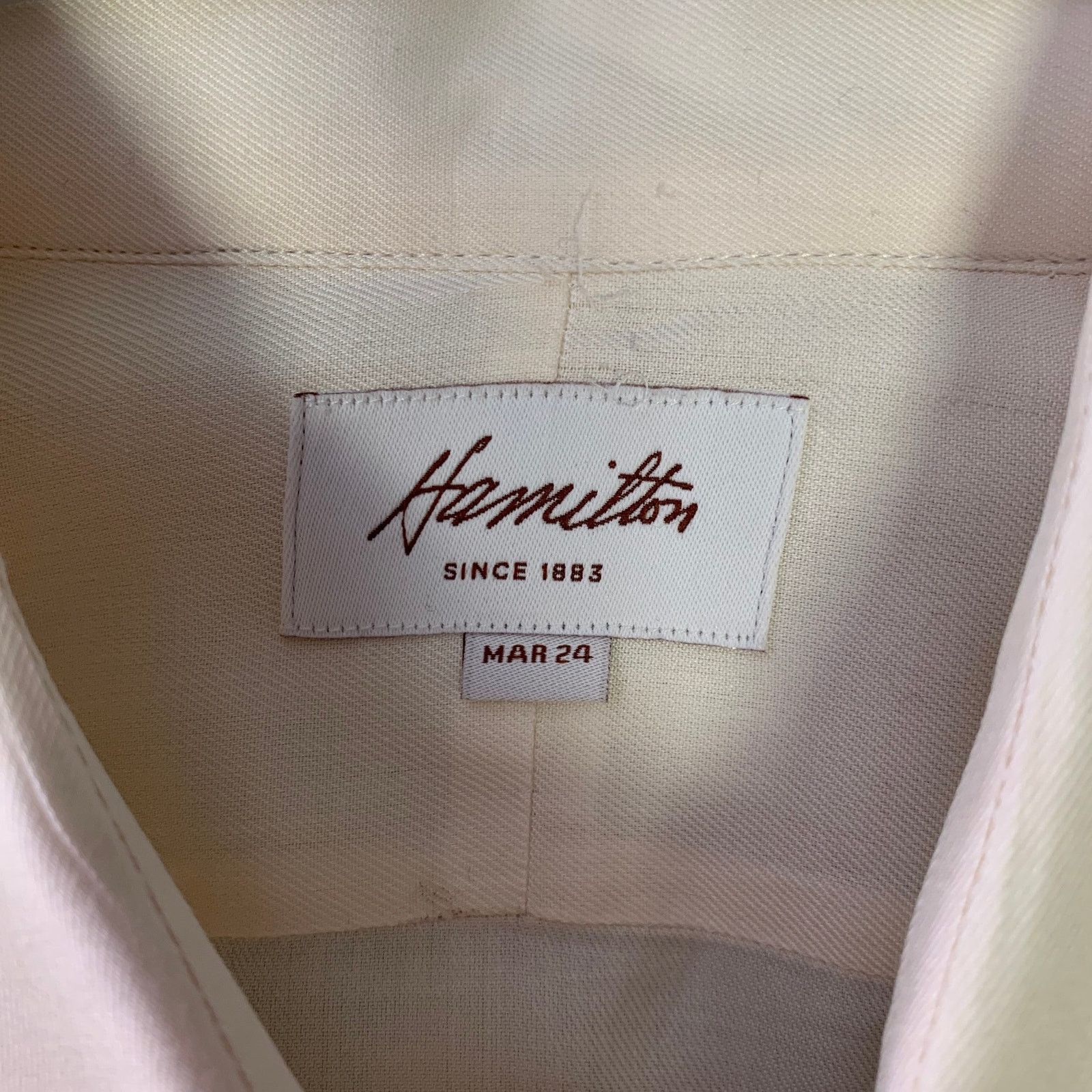 Hamilton HAMILTON Size S Beige Cotton Spread Collar Long Sleeve Shirt Size US S / EU 44-46 / 1 - 5 Thumbnail