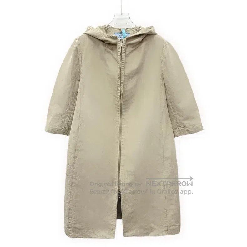 Prada Prada Khaki hooded drawstring zipper windbreaker jacket Size S / US 4 / IT 40 - 1 Thumbnail