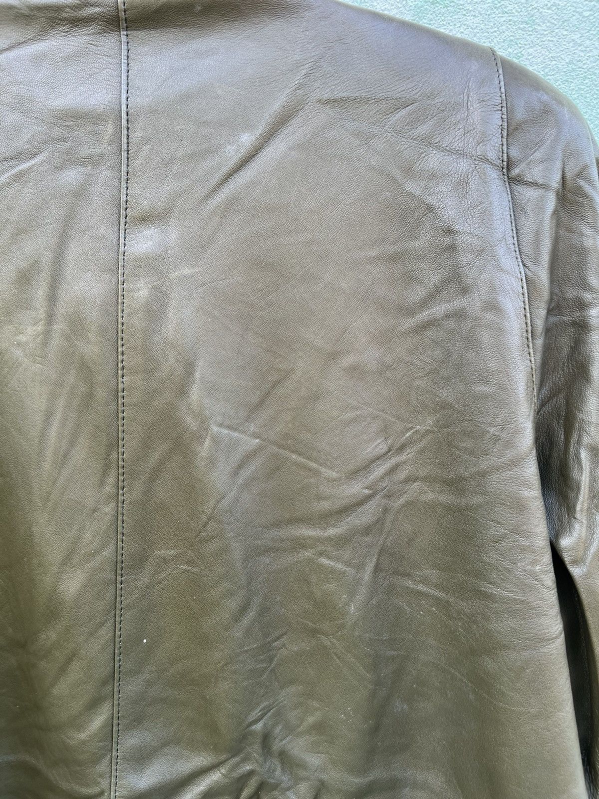 Japanese Brand Vintage Marie Claire Paris Pleated Leather Jacket OliveGreen Size US L / EU 52-54 / 3 - 13 Thumbnail