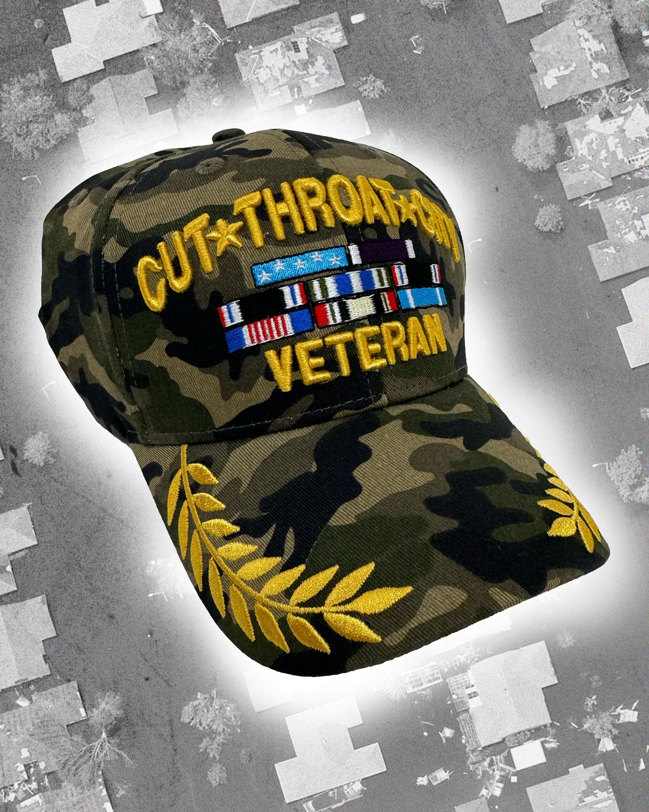 image of G59 Records x Pouya Uicideboy Merch Staff Workforce Post-Traumatic Ap Veteran Cap in Camo, Men's