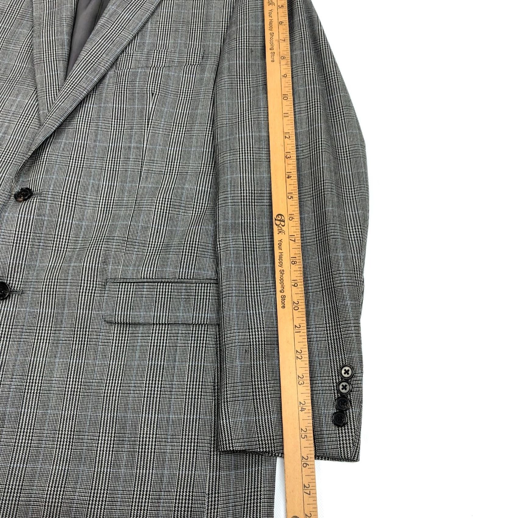 Ralph Lauren Ralph Lauren Blazer Wool Glen Check Mens 42L Gray Prince Wales Double Vent Notch Lapel 2 Button Suit Jacket Sport Coat Size 42R - 6 Thumbnail