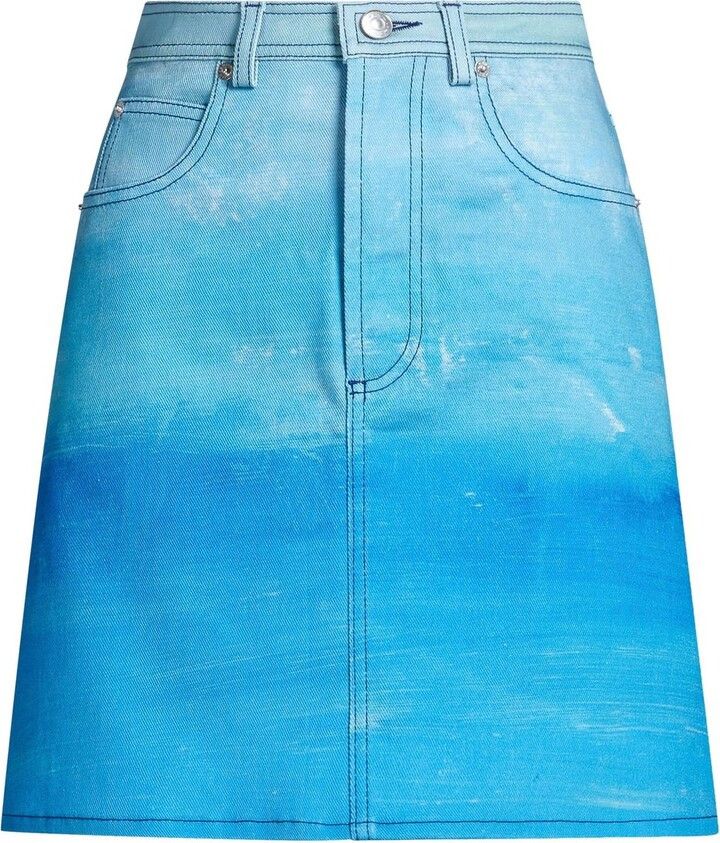 image of Marni O1W1Db10524 Dye Line Mini Skirt In Blue, Women's (Size 30)