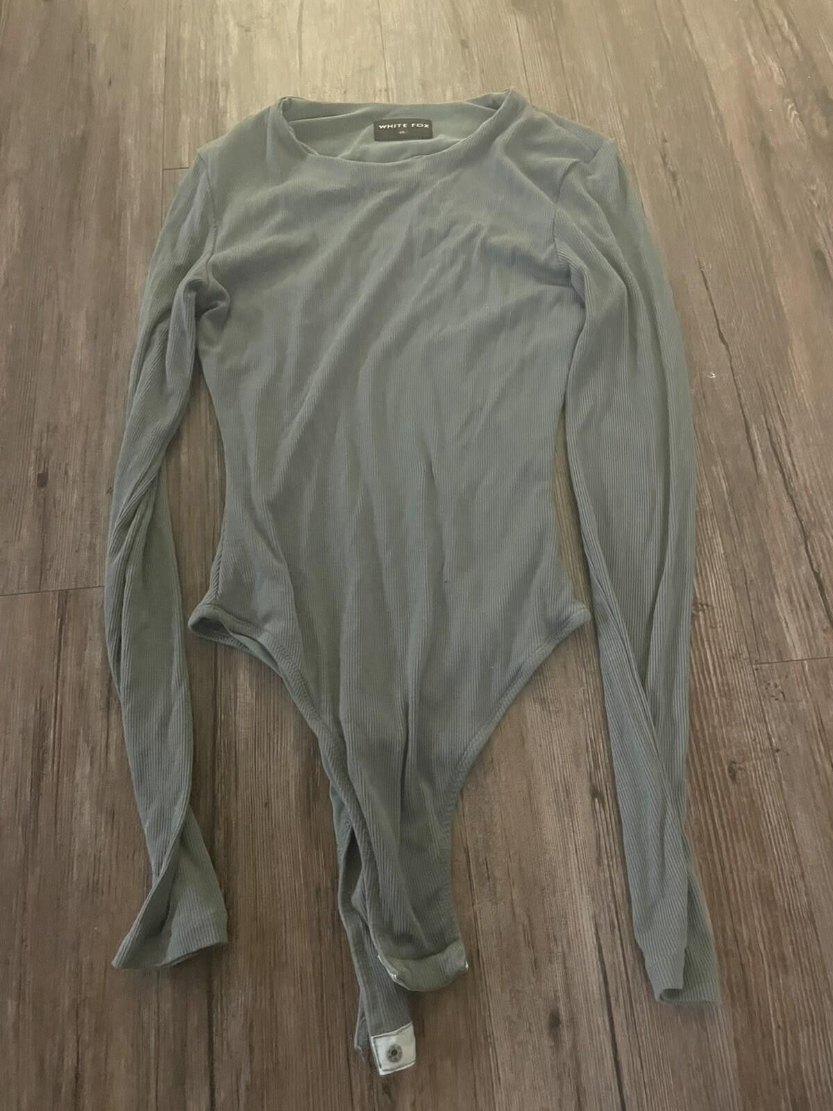 Other White Fox Long Sleeve Ribbed Body Suit XS Sage Green Size XS / US 0-2 / IT 36-38 - 1 Thumbnail