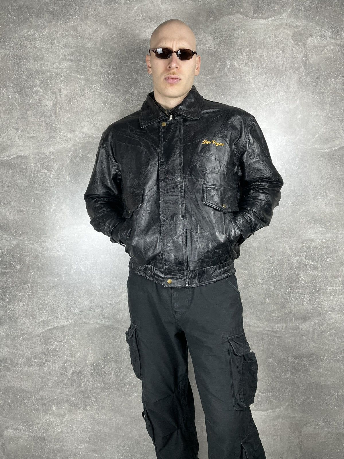 Genuine Leather × Vintage Vintage Leather Patchwork Las Vegas Retro Avant Garde Jacket Size US M / EU 48-50 / 2 - 6 Thumbnail